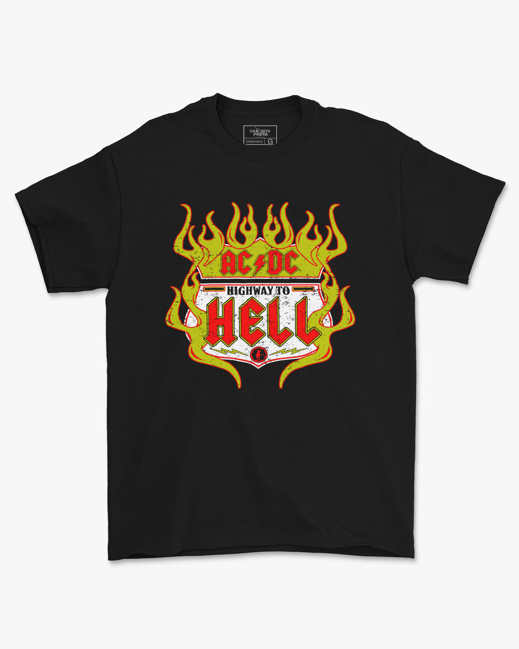Camiseta Preta AC/DC To Hell Stamp