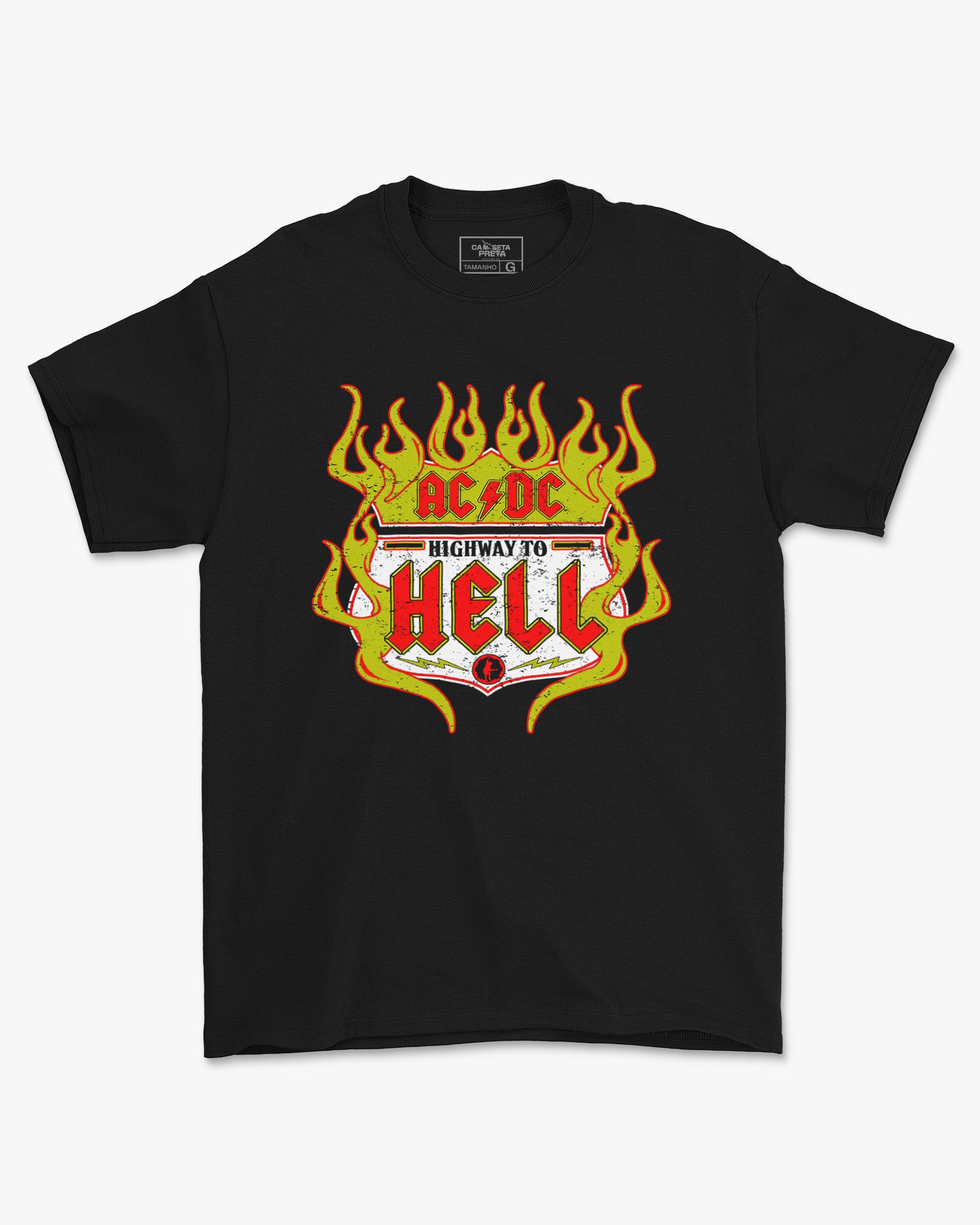 Camiseta Preta AC/DC To Hell Stamp