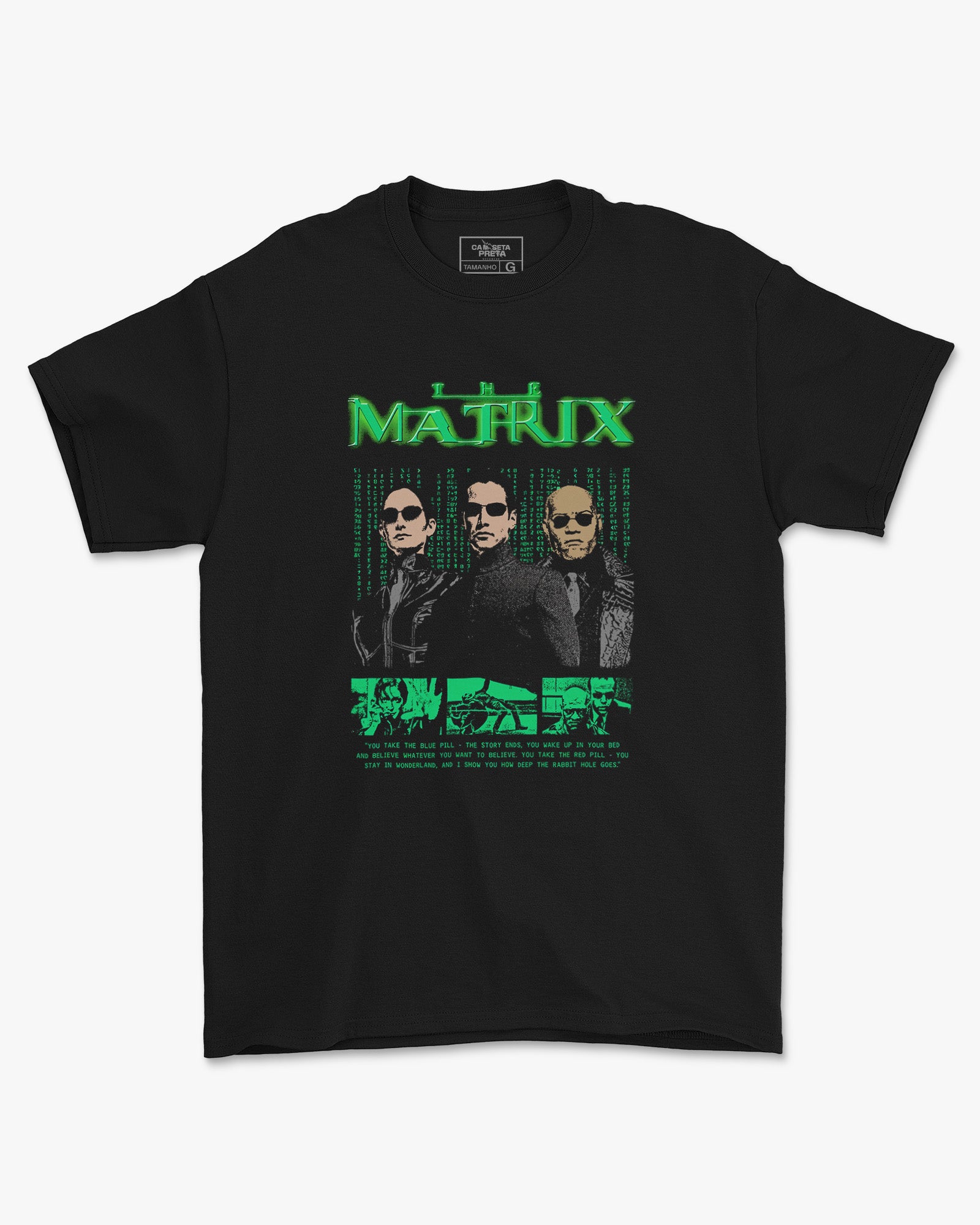 Camiseta Preta The Matrix Cartoon Arte Integrantes Estilo Unissex