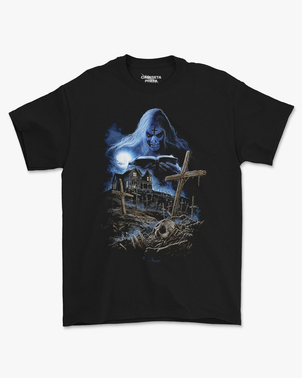 Camiseta Preta House of 1000 Corpses Witch Midnight Ritual