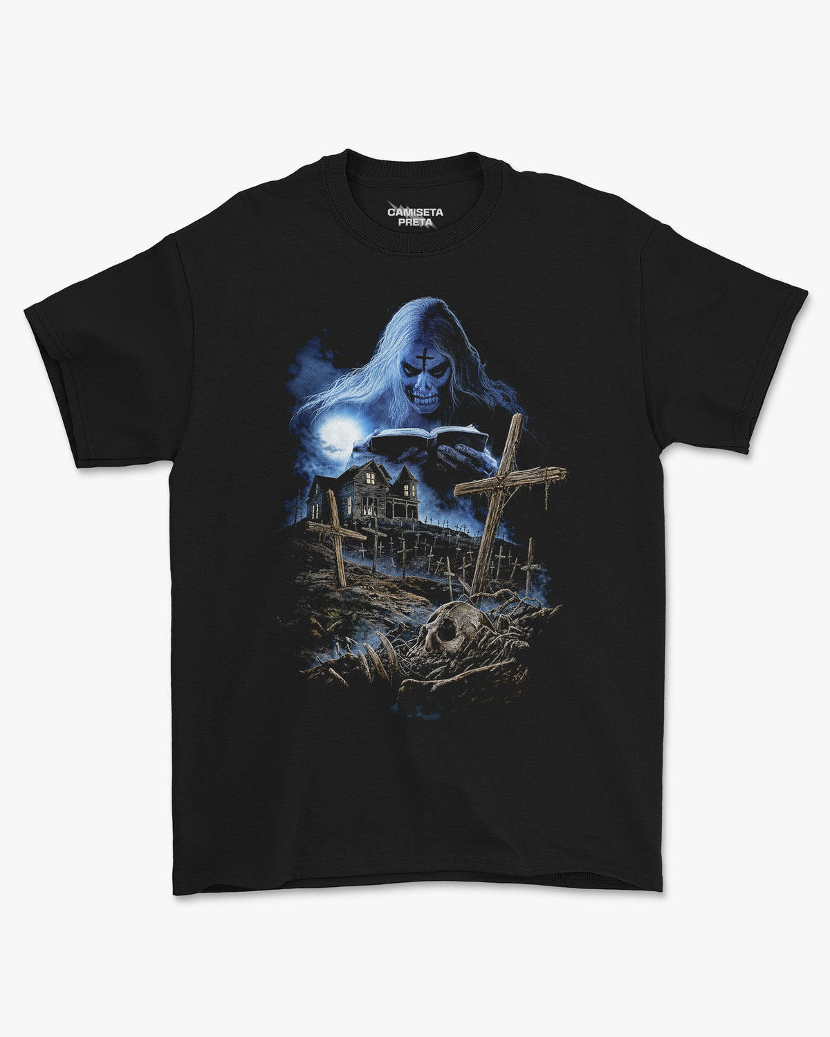 Camiseta Preta House of 1000 Corpses Witch Midnight Ritual