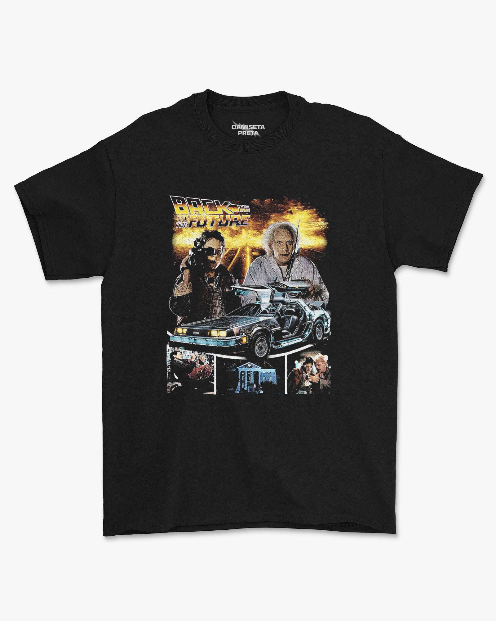 Camiseta Preta Back to the Future Great Scott!