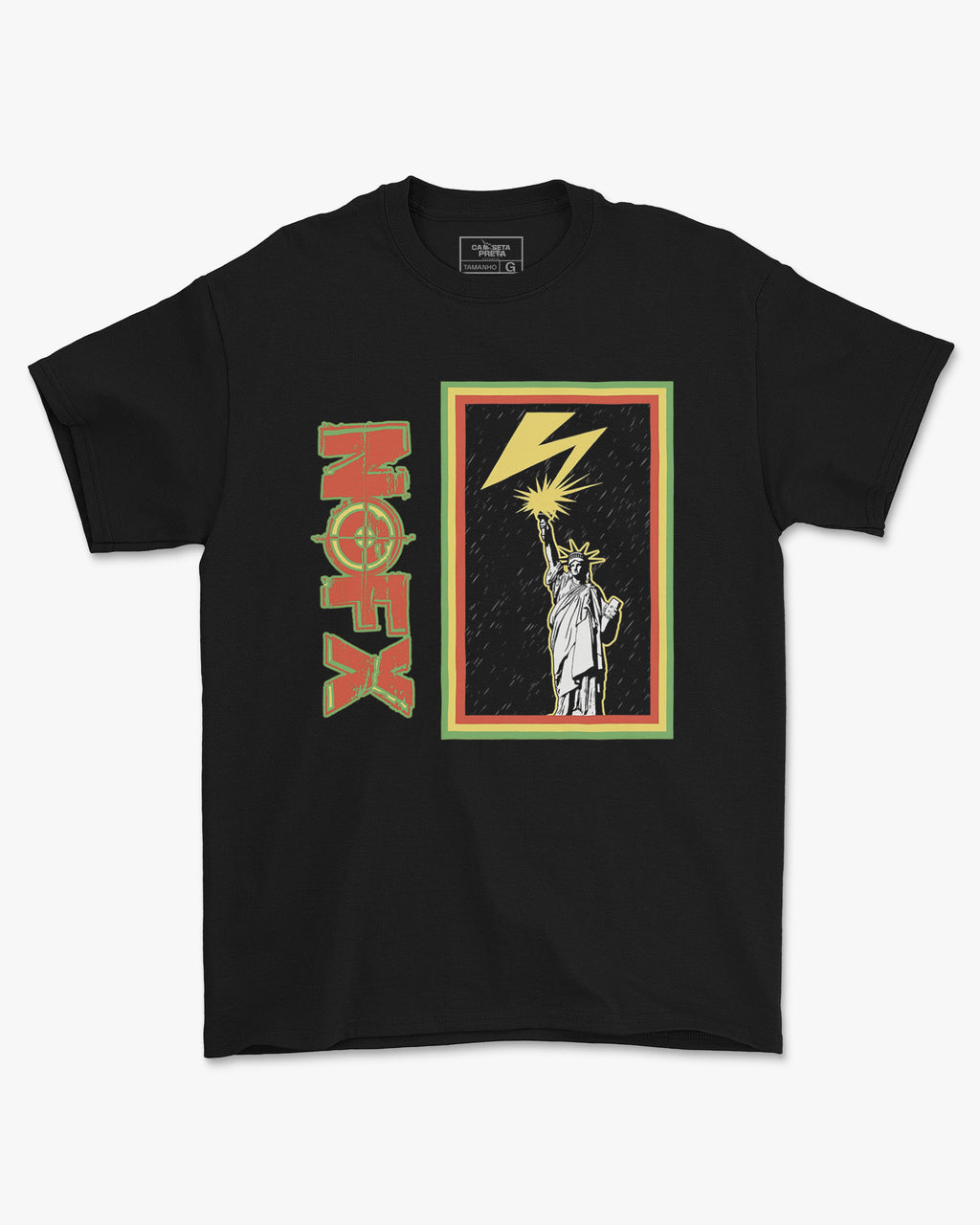 Camiseta Preta NOFX Raio Estátua da Liberdade Punk