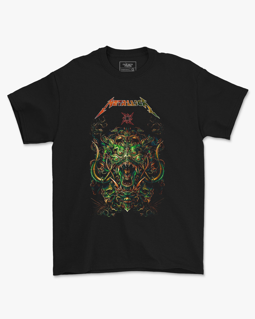 Camiseta Preta Metallica Green