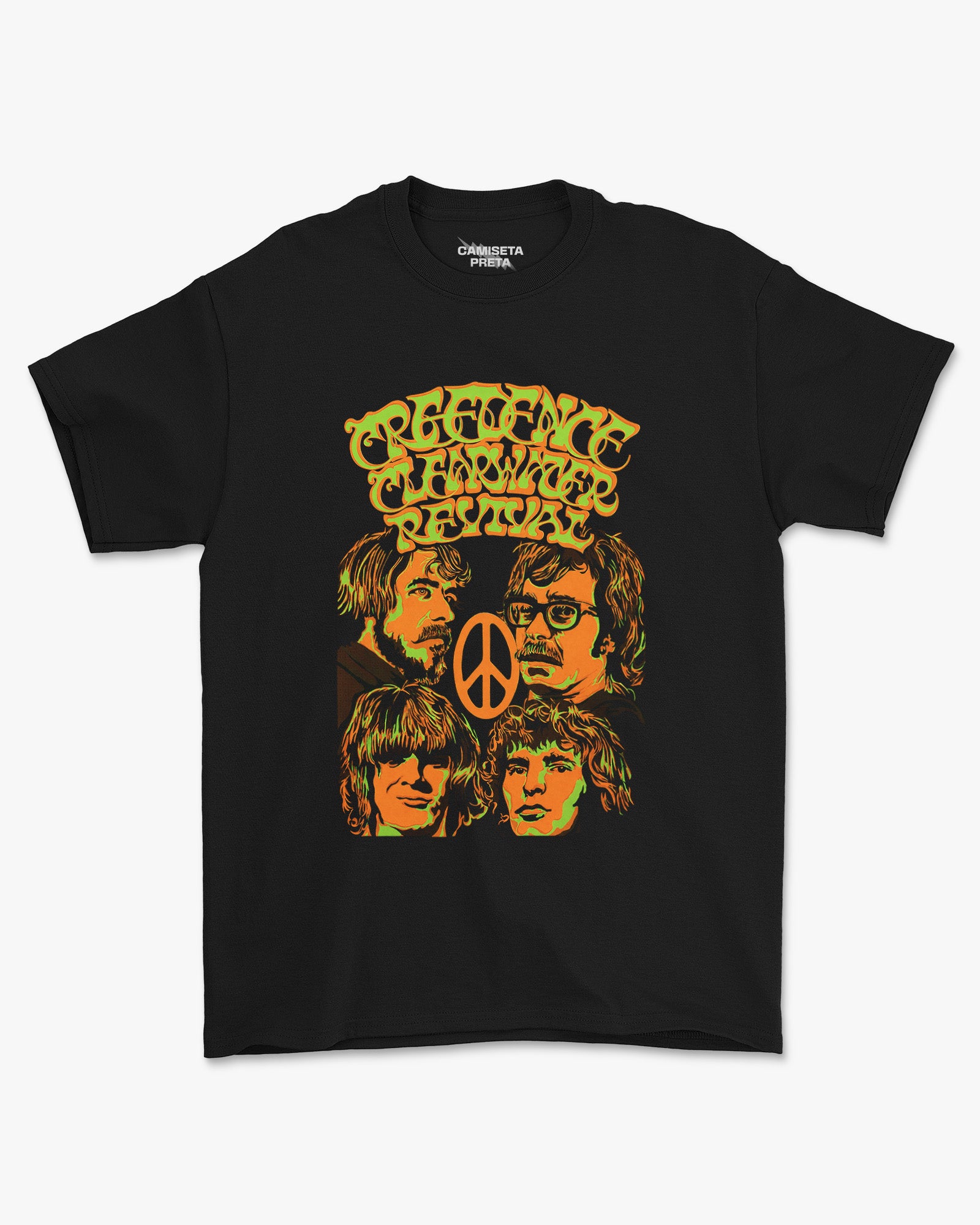 Camiseta Preta Creedence Clearwater Revival Vintage Psicodélica
