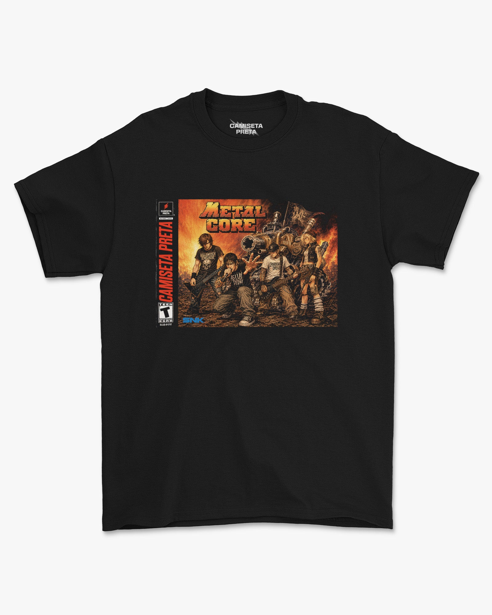 Camiseta Preta Metal Core Arcade de Guerra