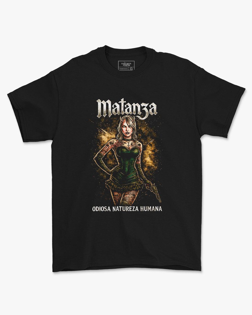 Camiseta Preta Matanza Odiosa Natureza Humana