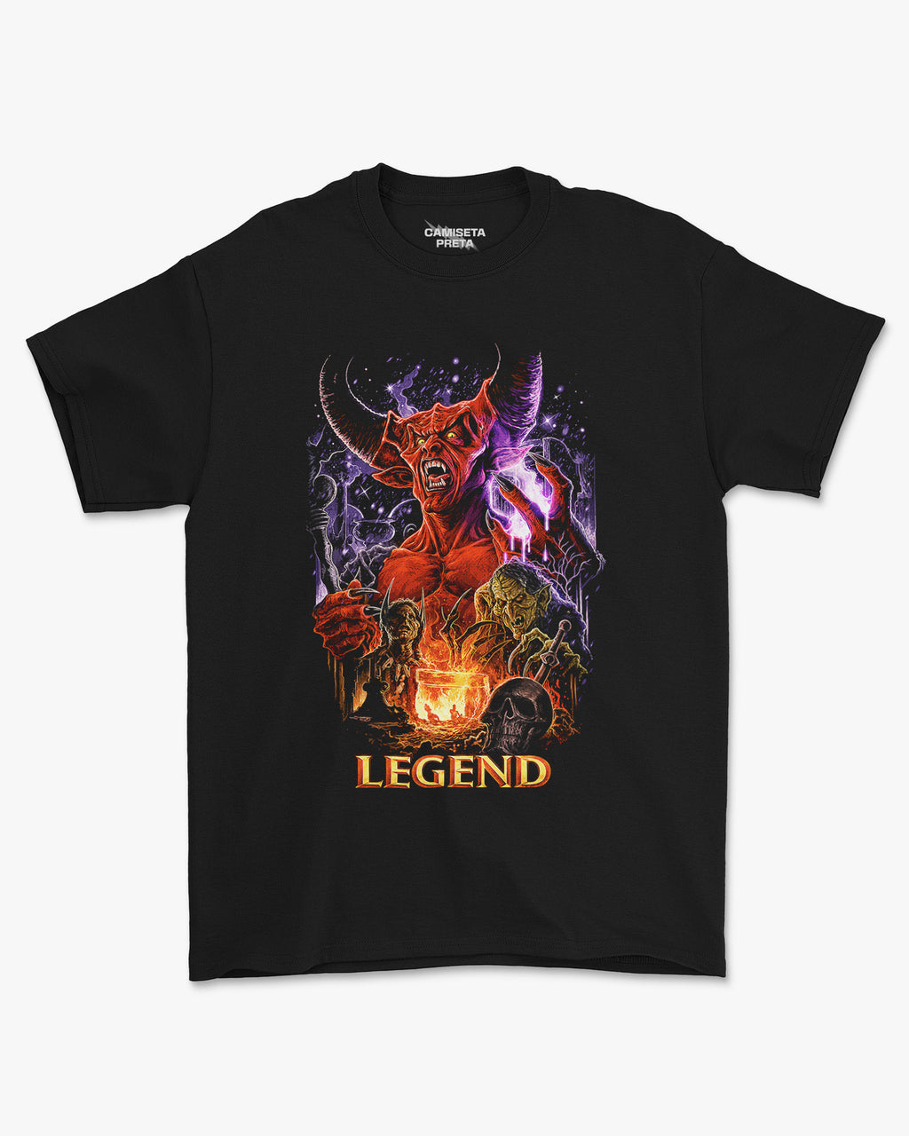 Camiseta Preta Legend Fantasy Horror Classic