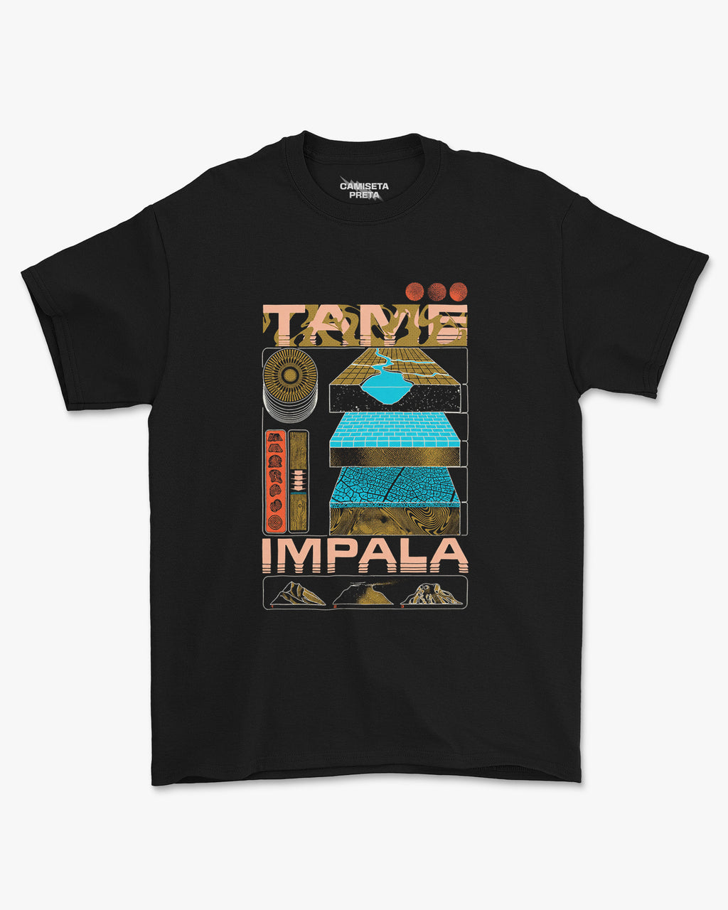 Camiseta Preta Tame Impala Cosmic Exploration Manual