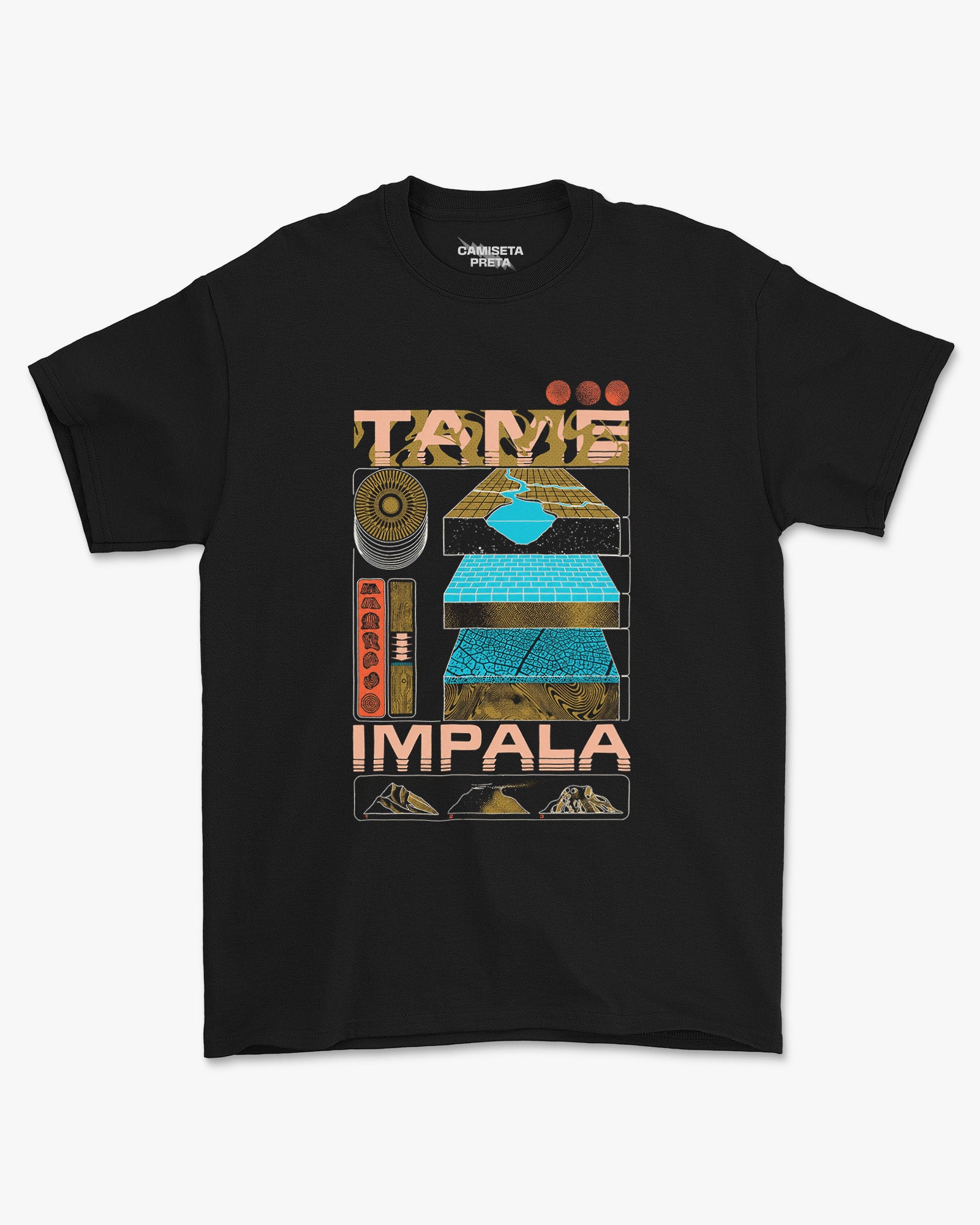 Camiseta Preta Tame Impala Cosmic Exploration Manual