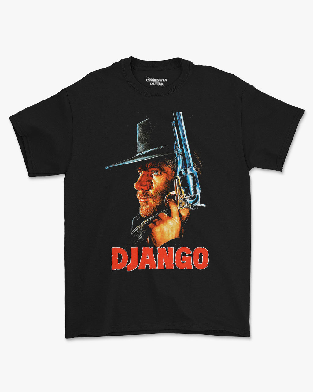 Camiseta Preta Django O Pistoleiro Do Velho Oeste