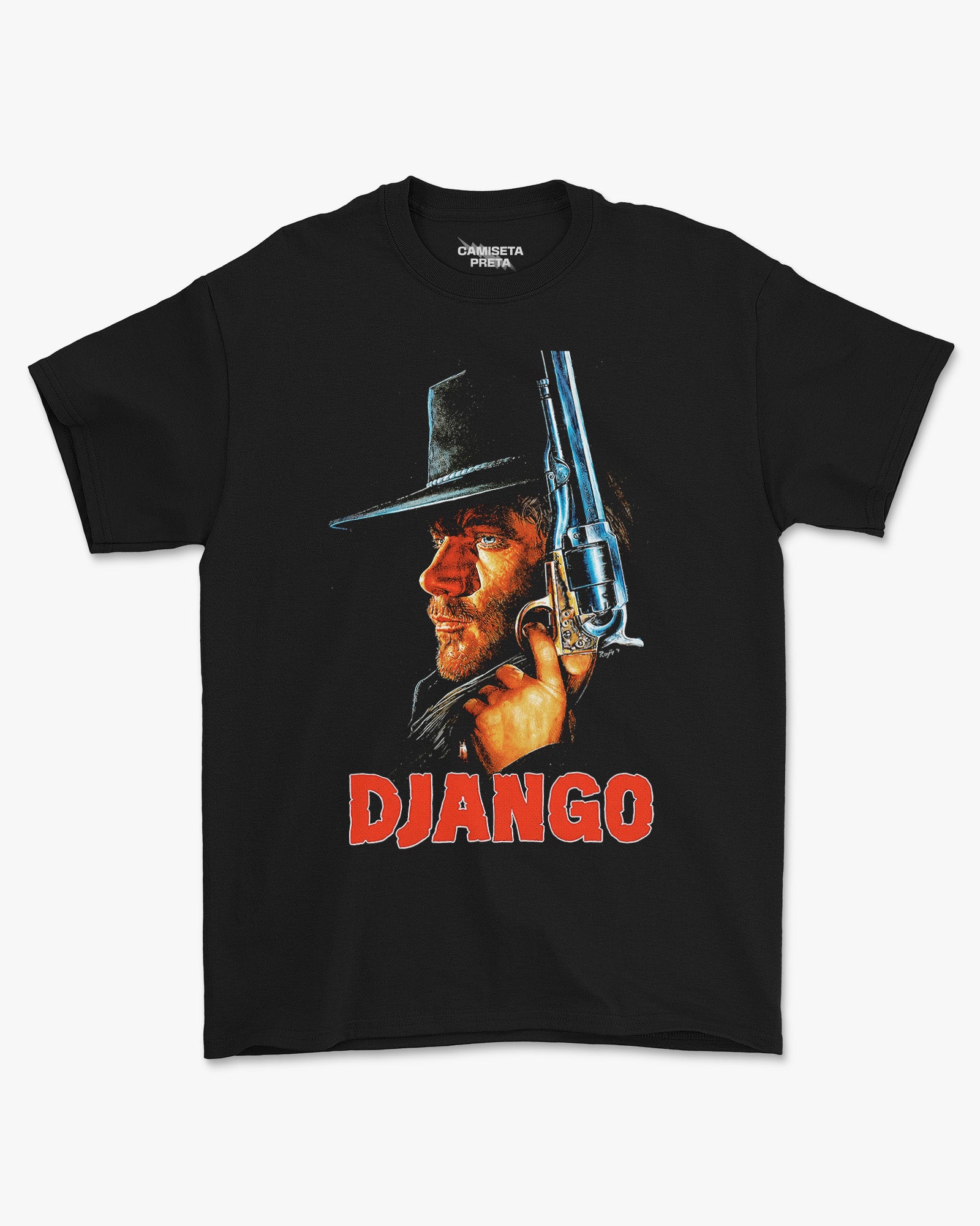 Camiseta Preta Django O Pistoleiro Do Velho Oeste