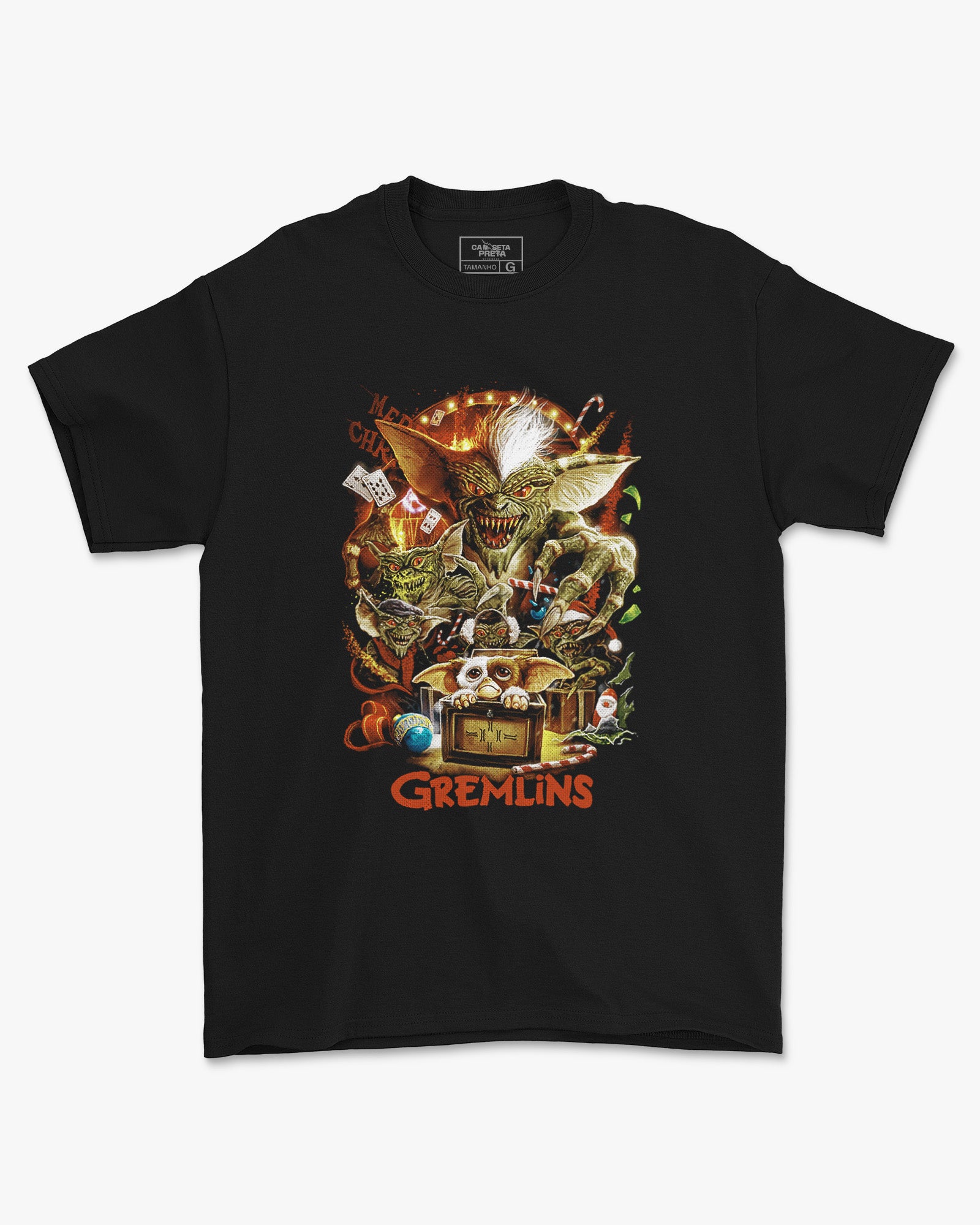 Camiseta Preta Christmas Horror Creature Unissex