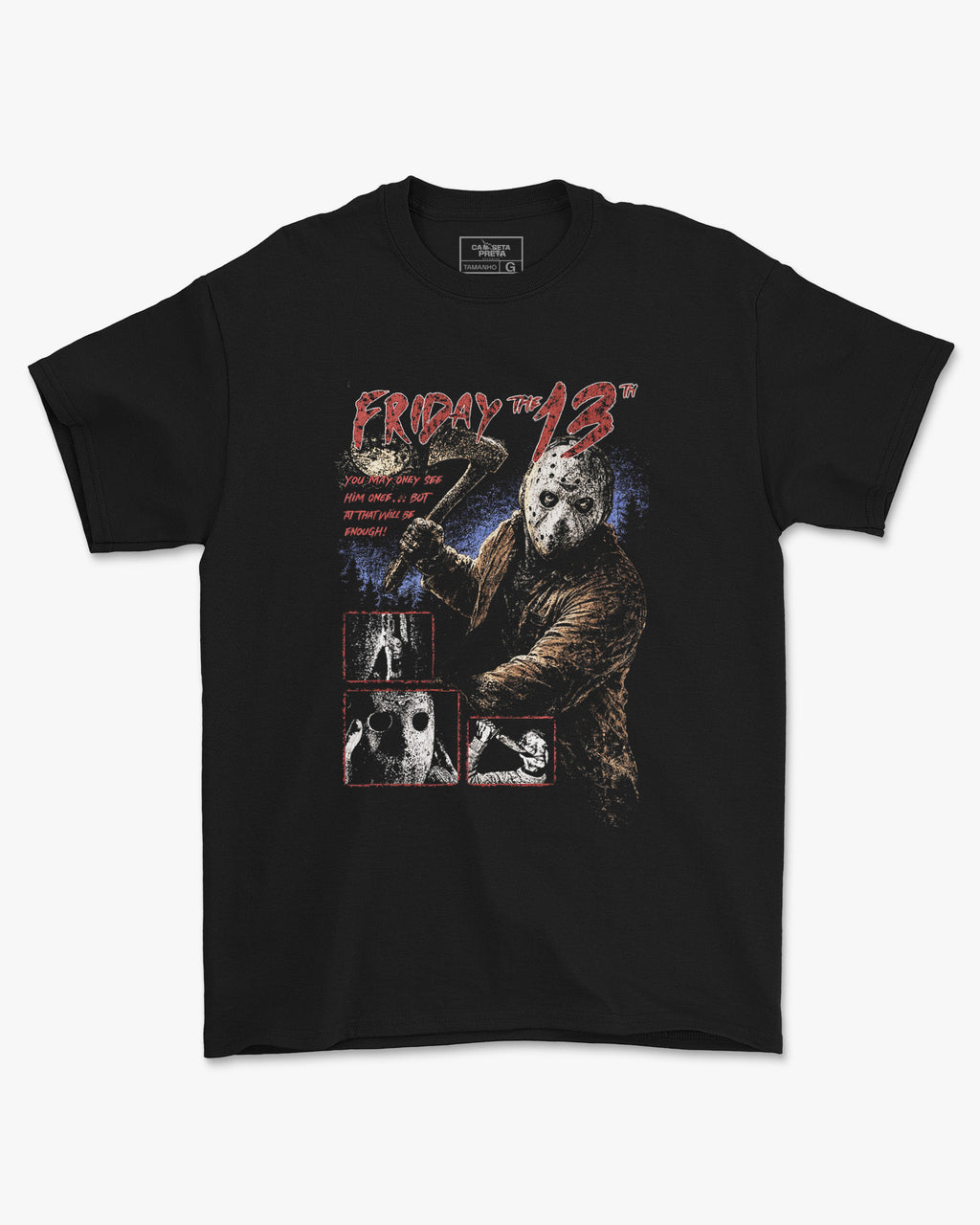 Camiseta Preta Friday the 13th Jason Voorhees Unissex