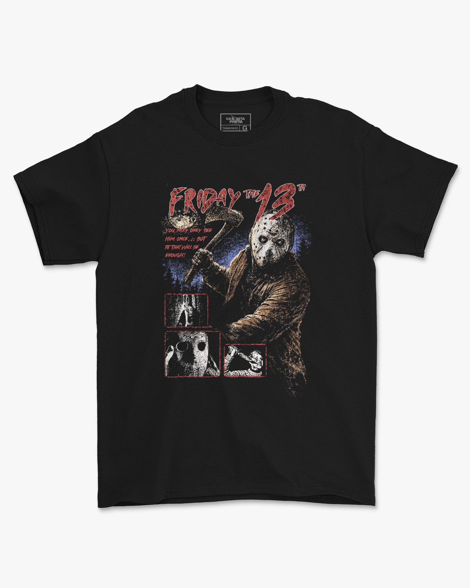 Camiseta Preta Friday the 13th Jason Voorhees Unissex