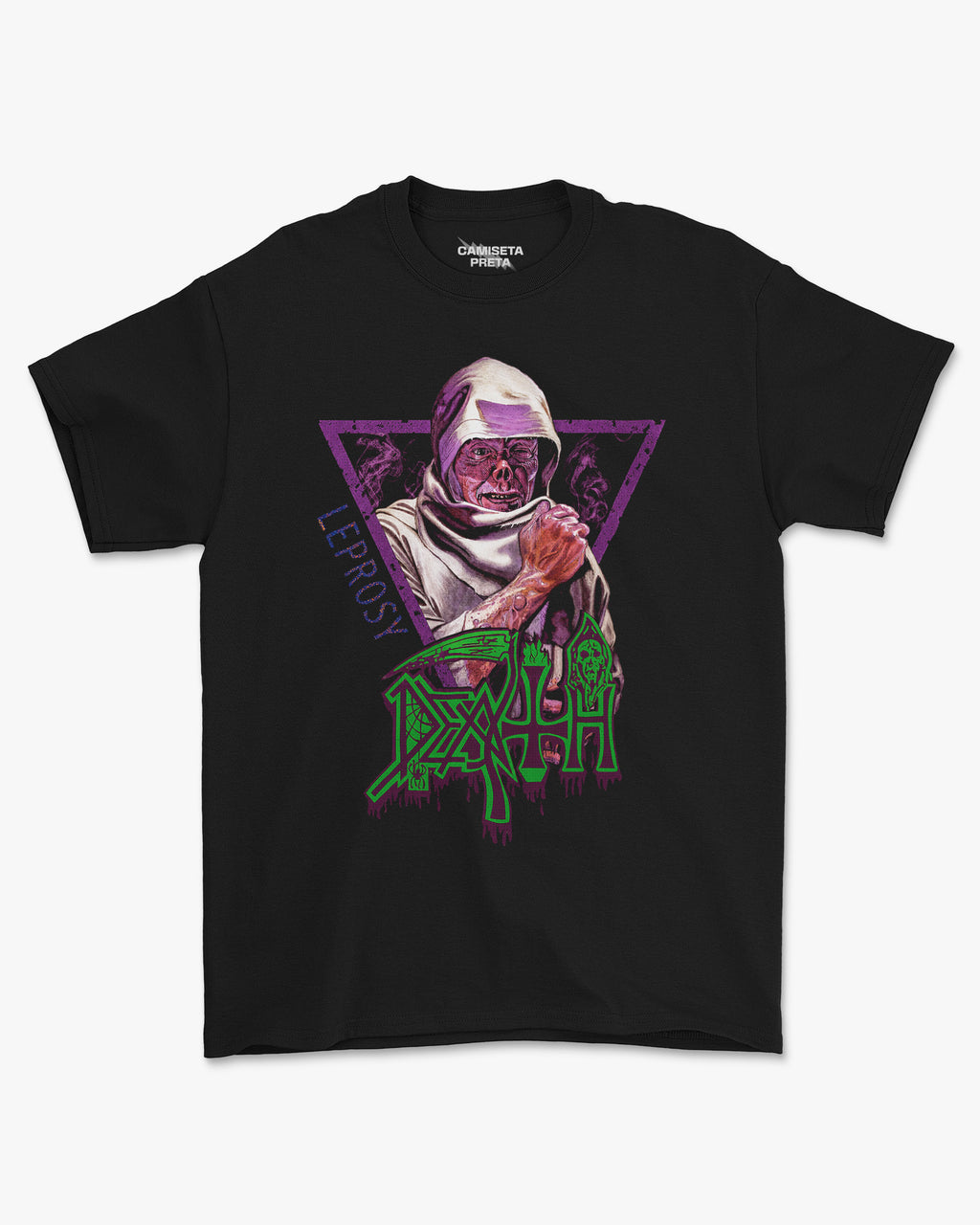 Camiseta Preta Death Leprosy Death Metal Clássico