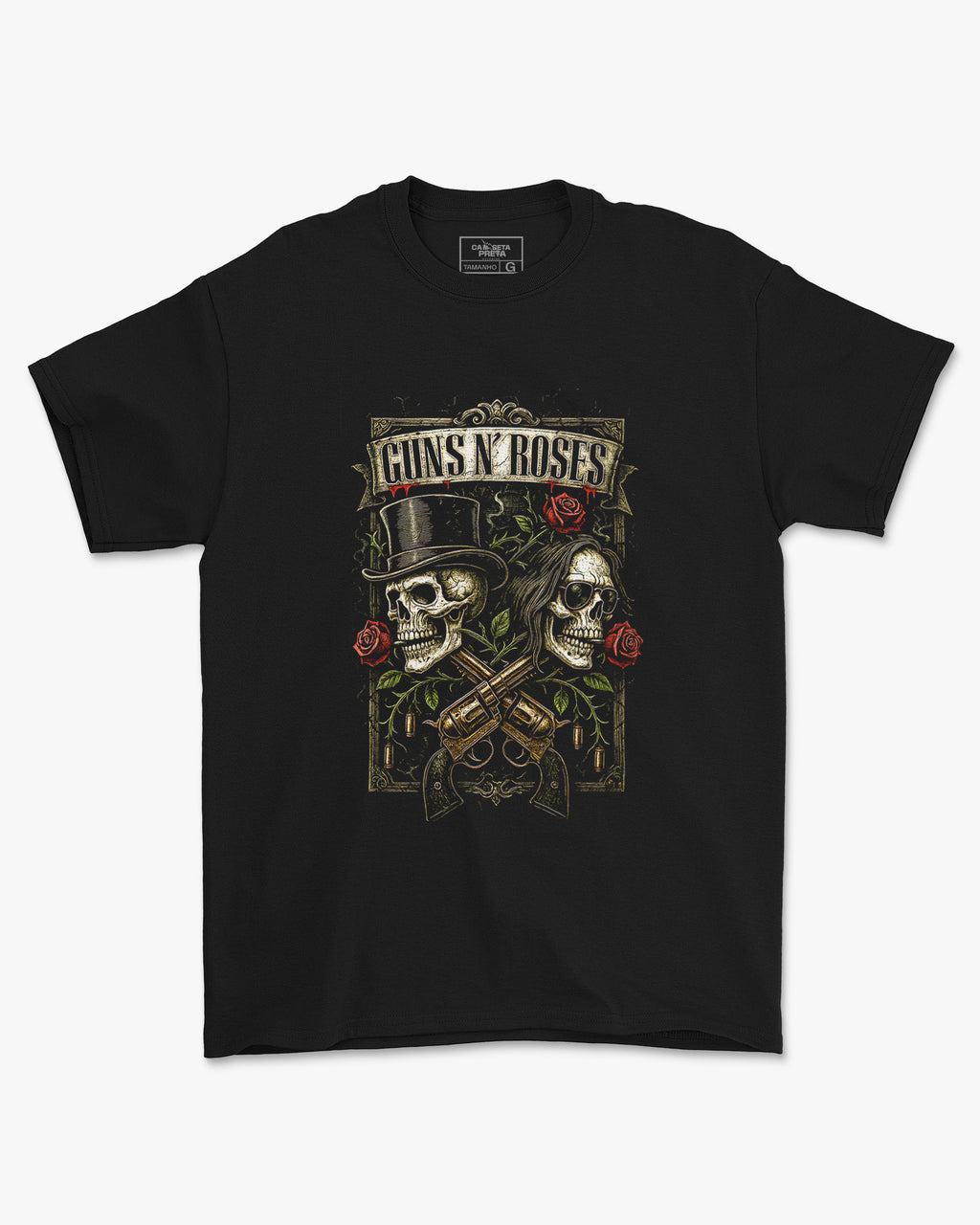 Camiseta Preta Guns N’ Roses Caveira