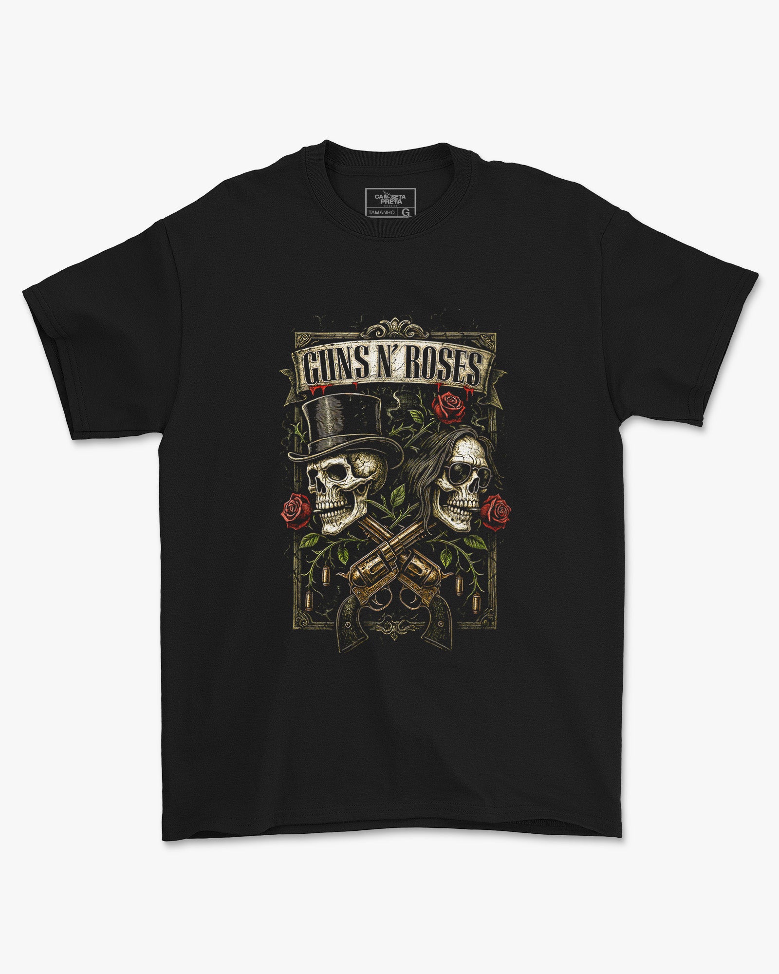 Camiseta Preta Guns N’ Roses Caveira