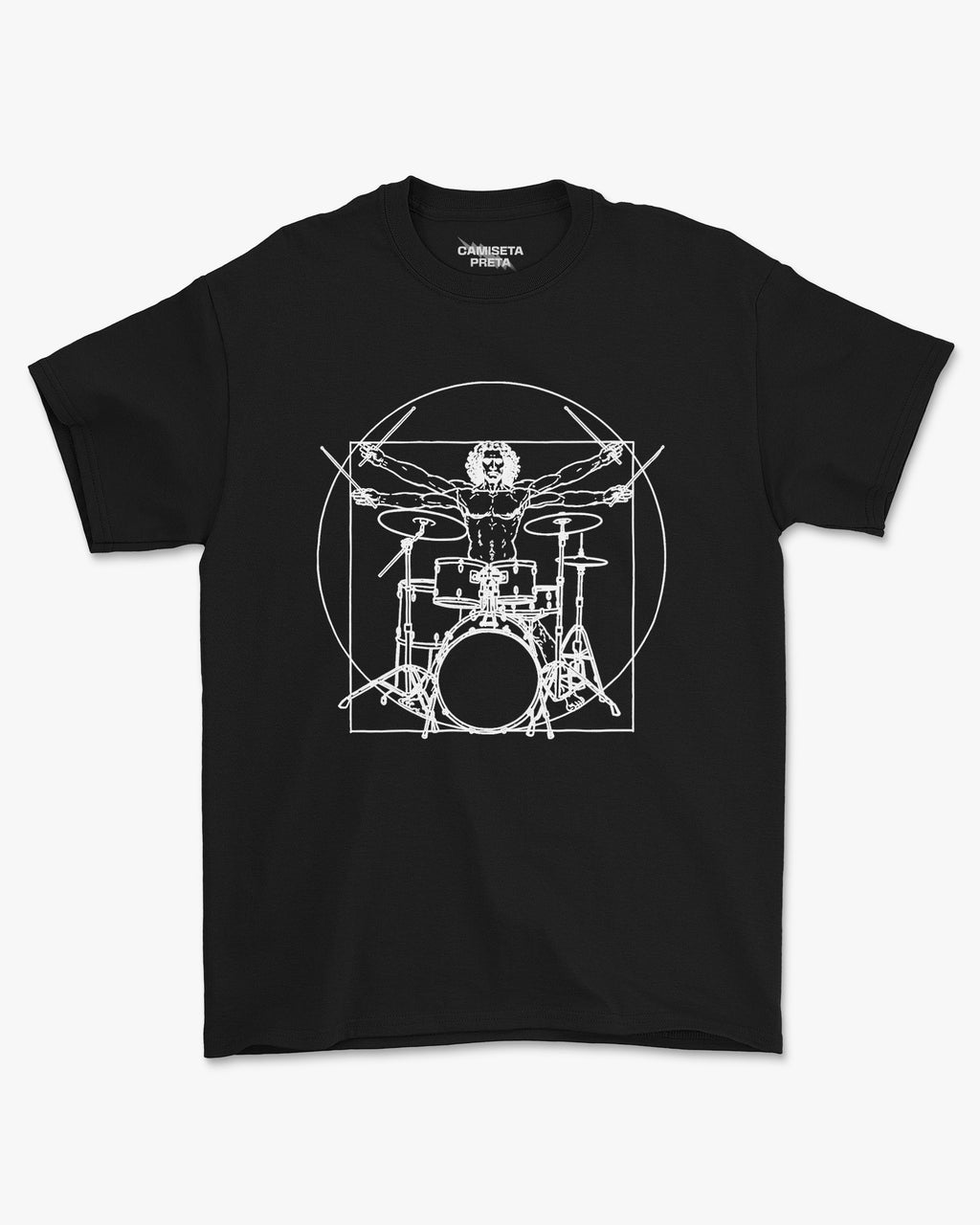 Camiseta Preta Homem Vitruviano Batera