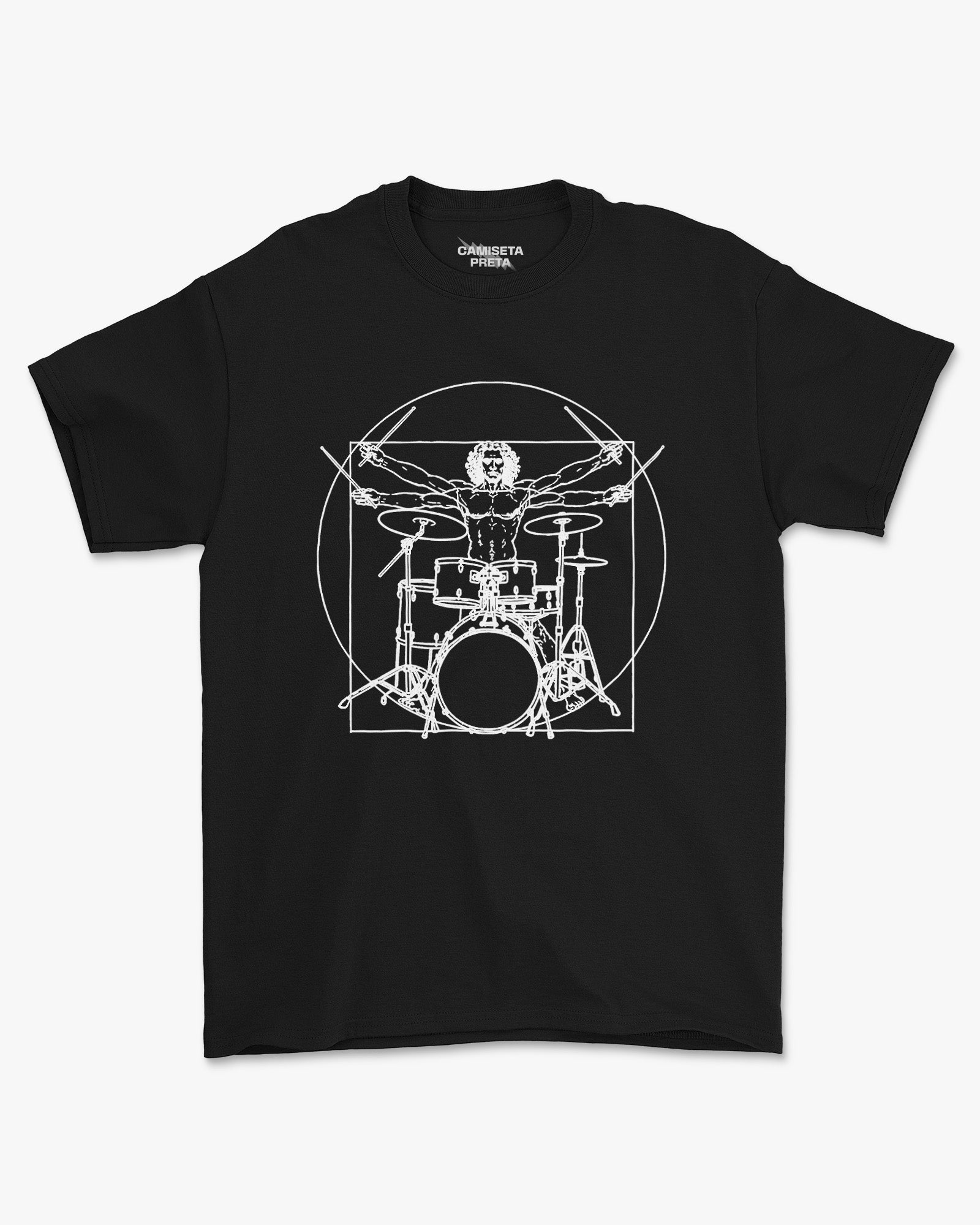 Camiseta Preta Homem Vitruviano Batera