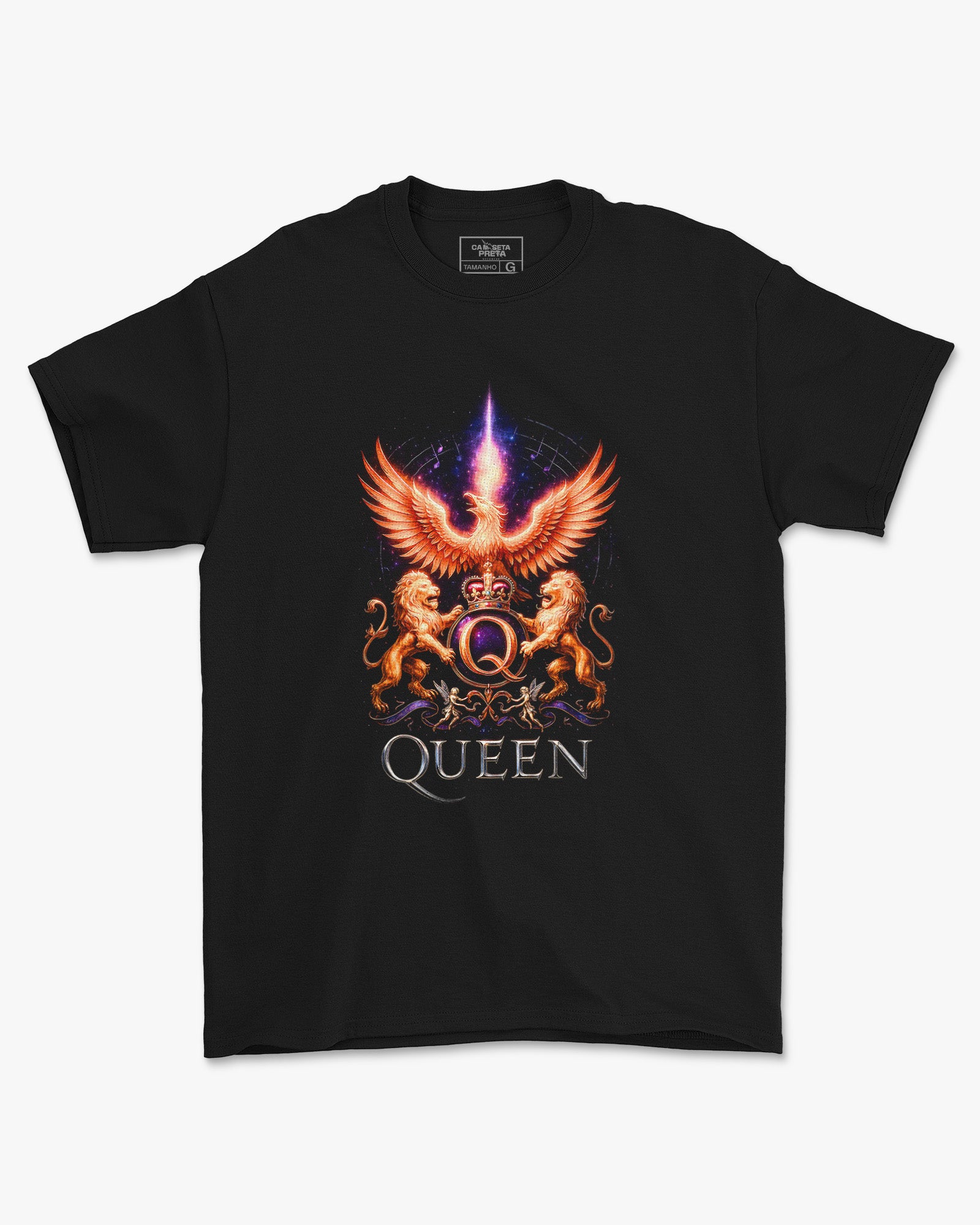 Camiseta Preta Queen Phoenix Brasão