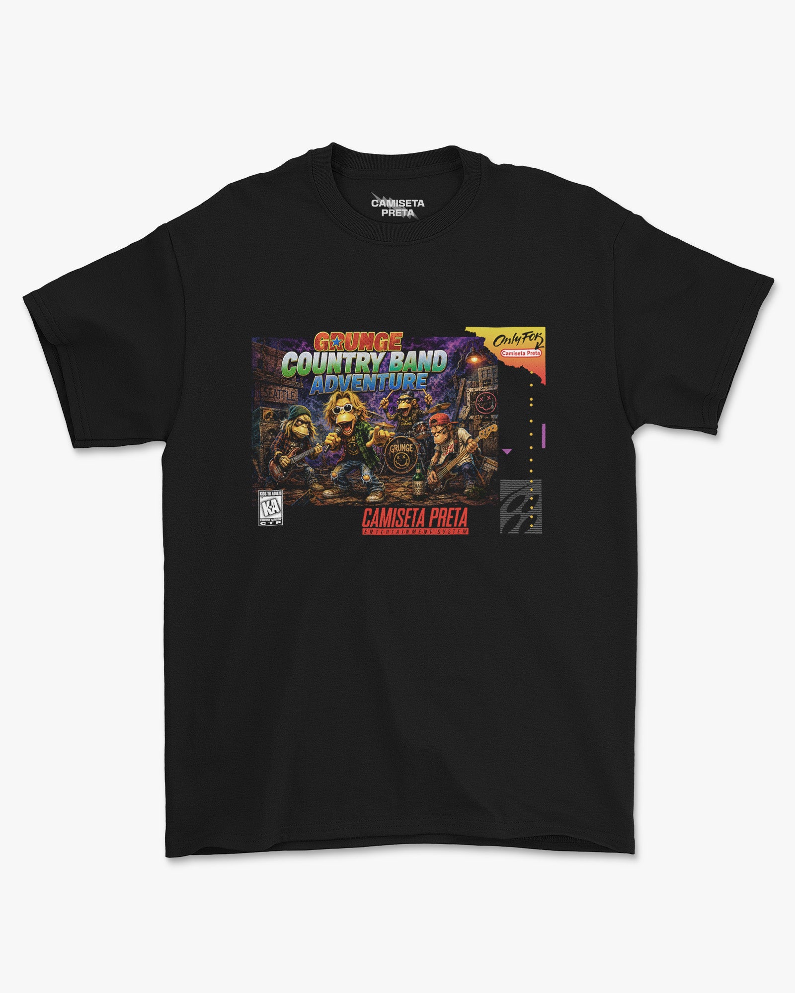 Camiseta Preta Grunge Country Band Adventure