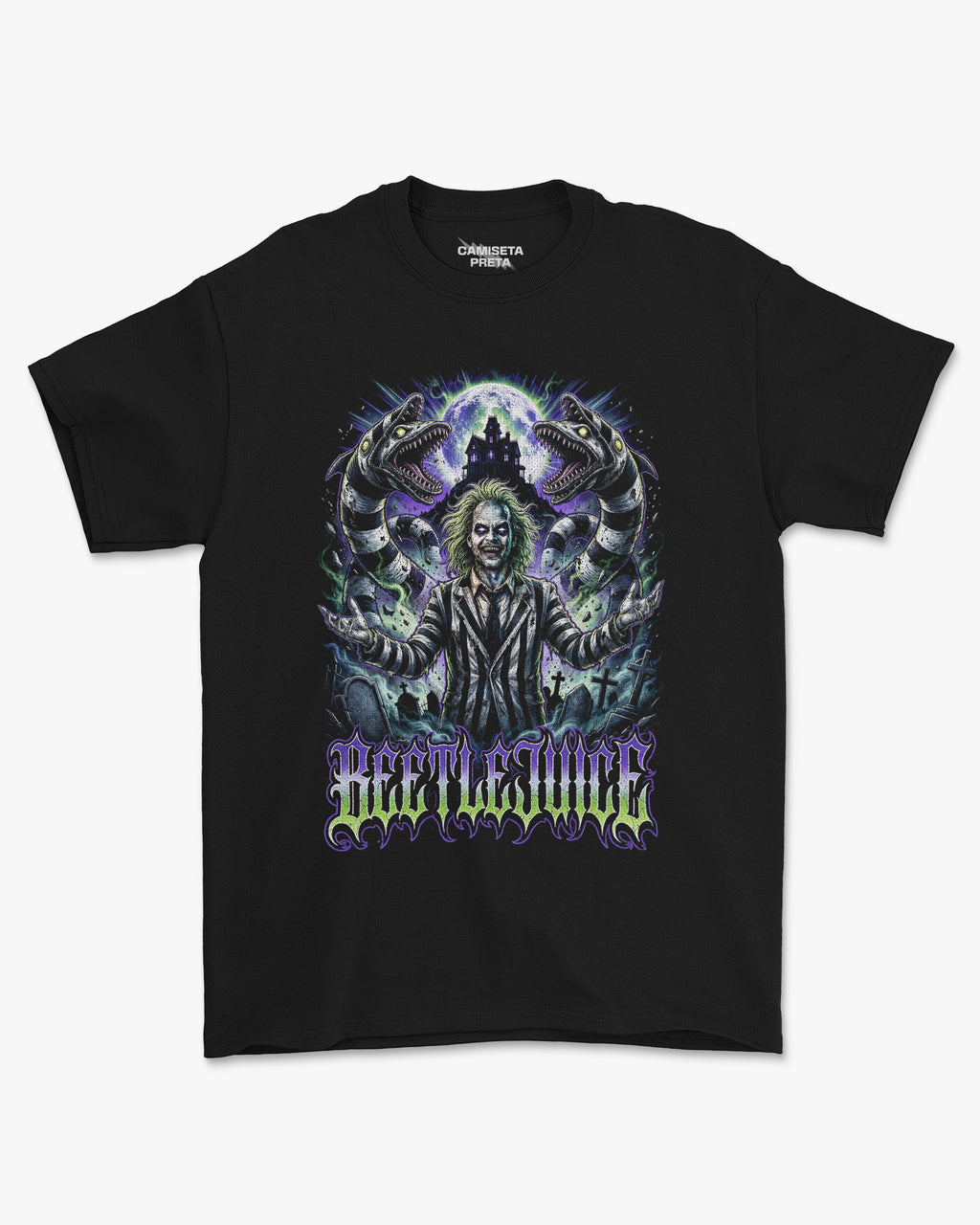 Camiseta Preta Beetlejuice Graveyard Madness