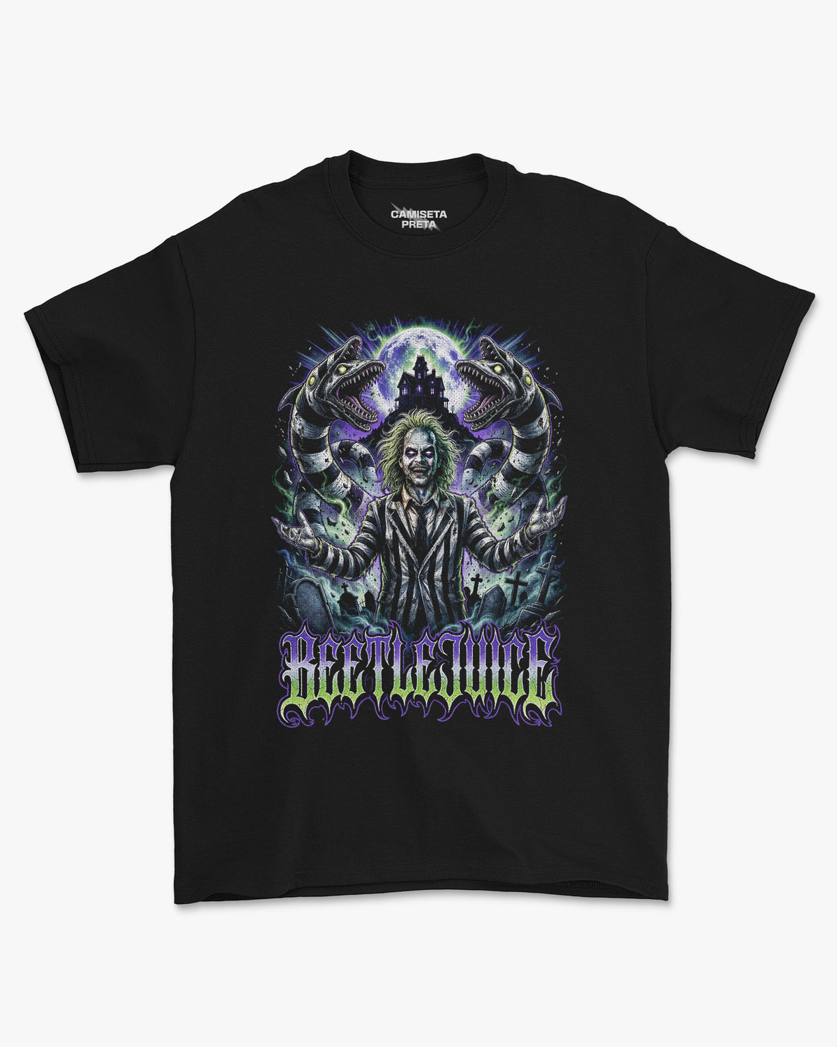 Camiseta Preta Beetlejuice Graveyard Madness