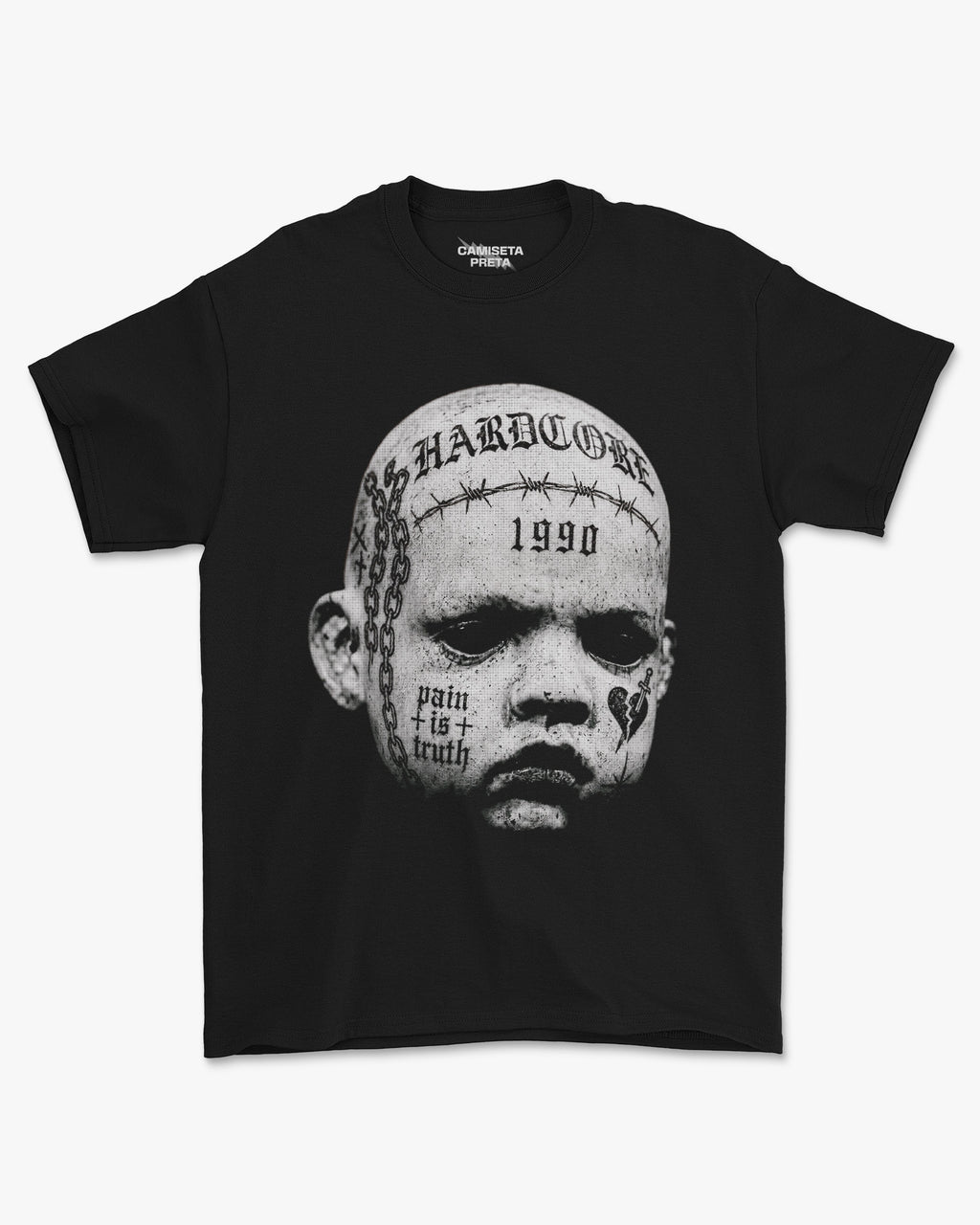 Camiseta Preta Hardcore 1990 Pain Is Truth