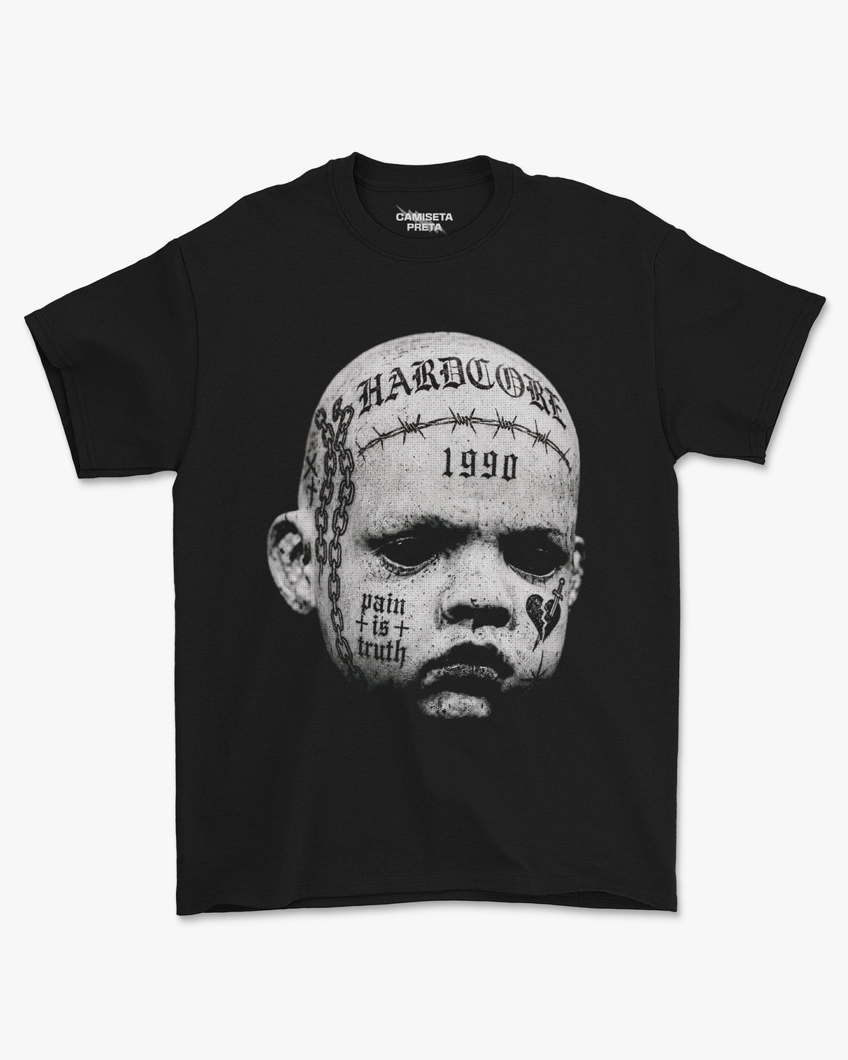 Camiseta Preta Hardcore 1990 Pain Is Truth