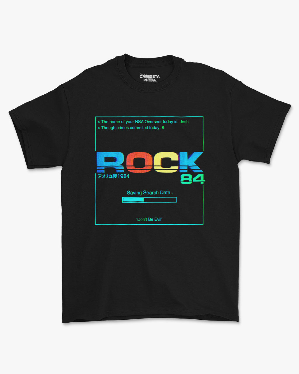 Camiseta Preta Rock 84 Thoughtcrime System