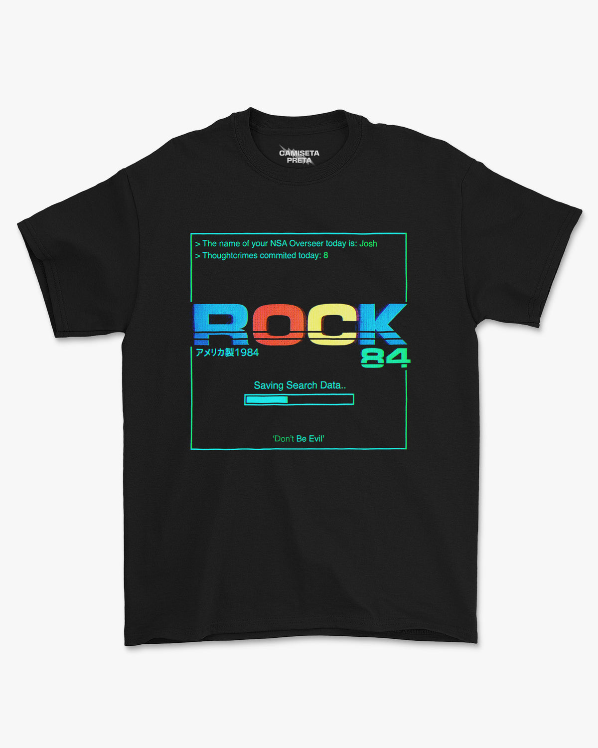 Camiseta Preta Rock 84 Thoughtcrime System