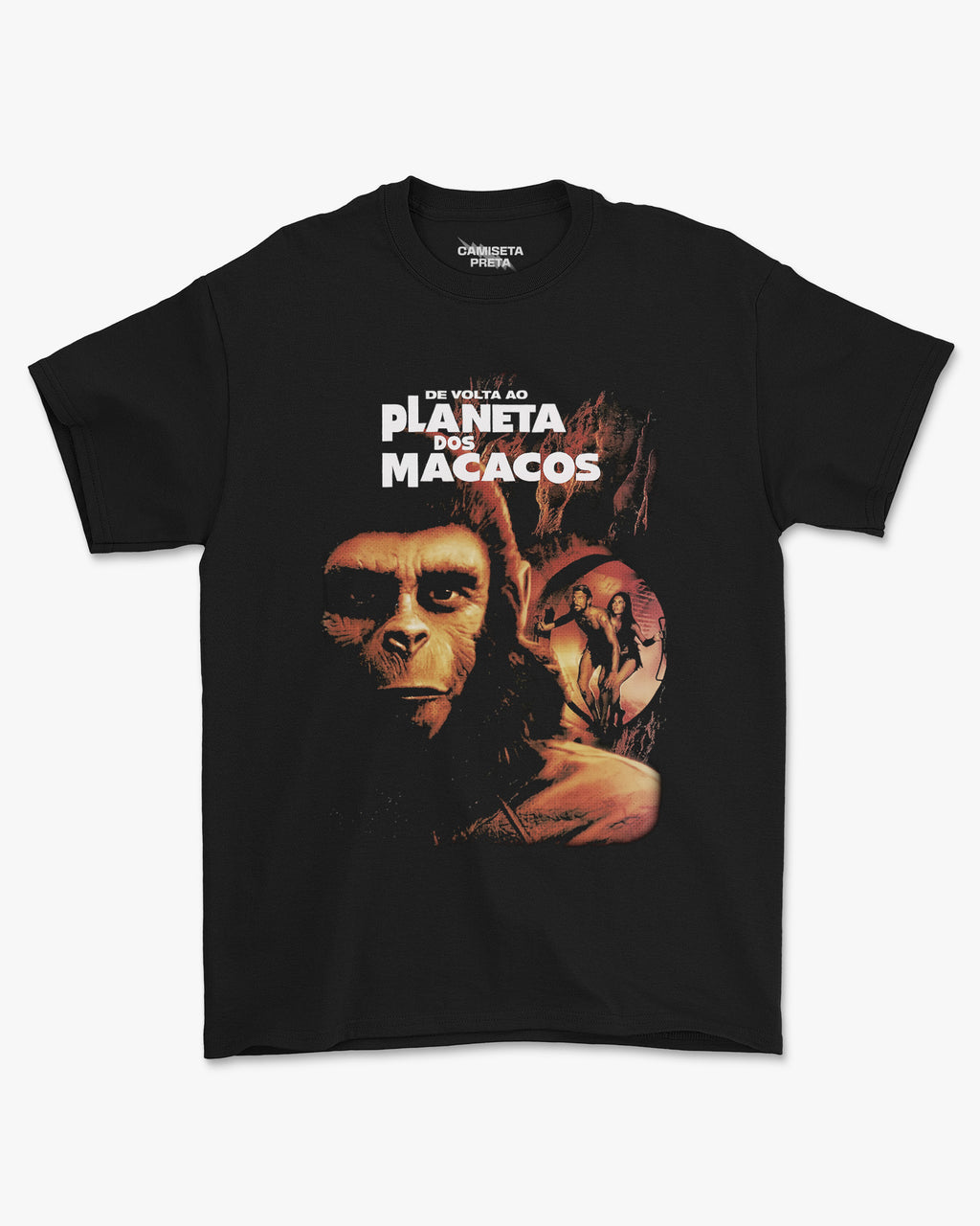 Camiseta Preta De Volta ao Planeta dos Macacos Clássico da Ficção Científica