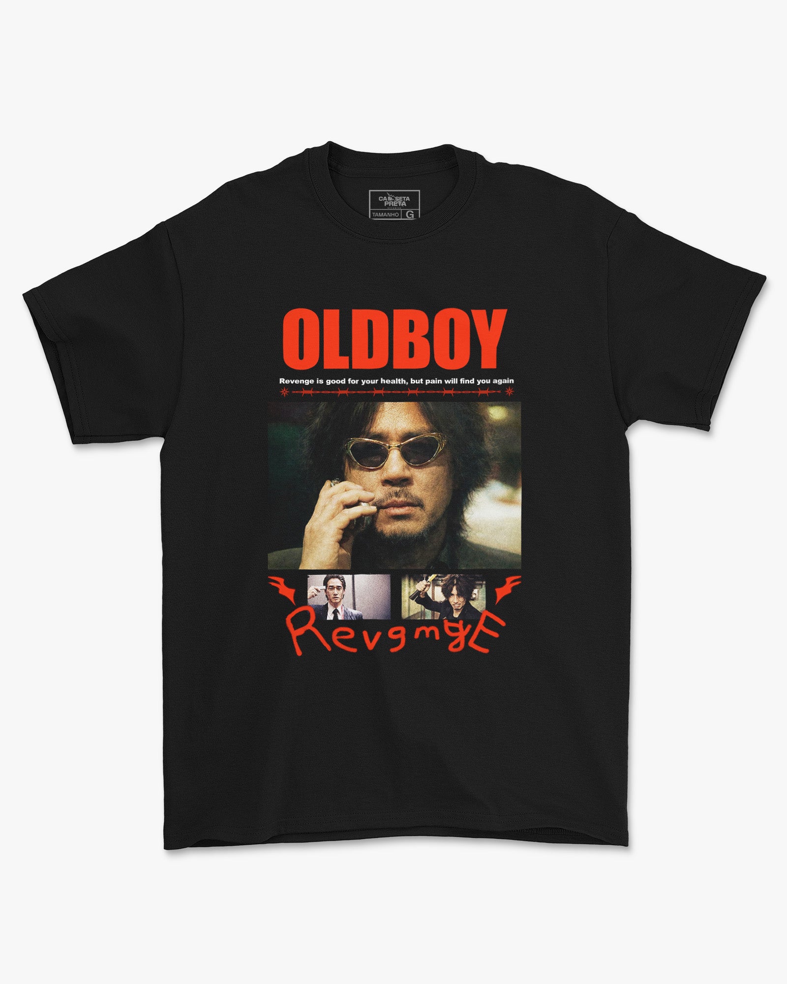 Camiseta Preta Oldboy Revenge Estilo Cult Unissex