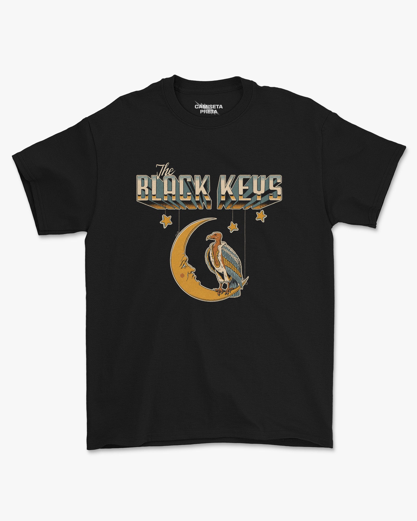 Camiseta Preta The Black Keys Under the Moonlight Vintage Rock