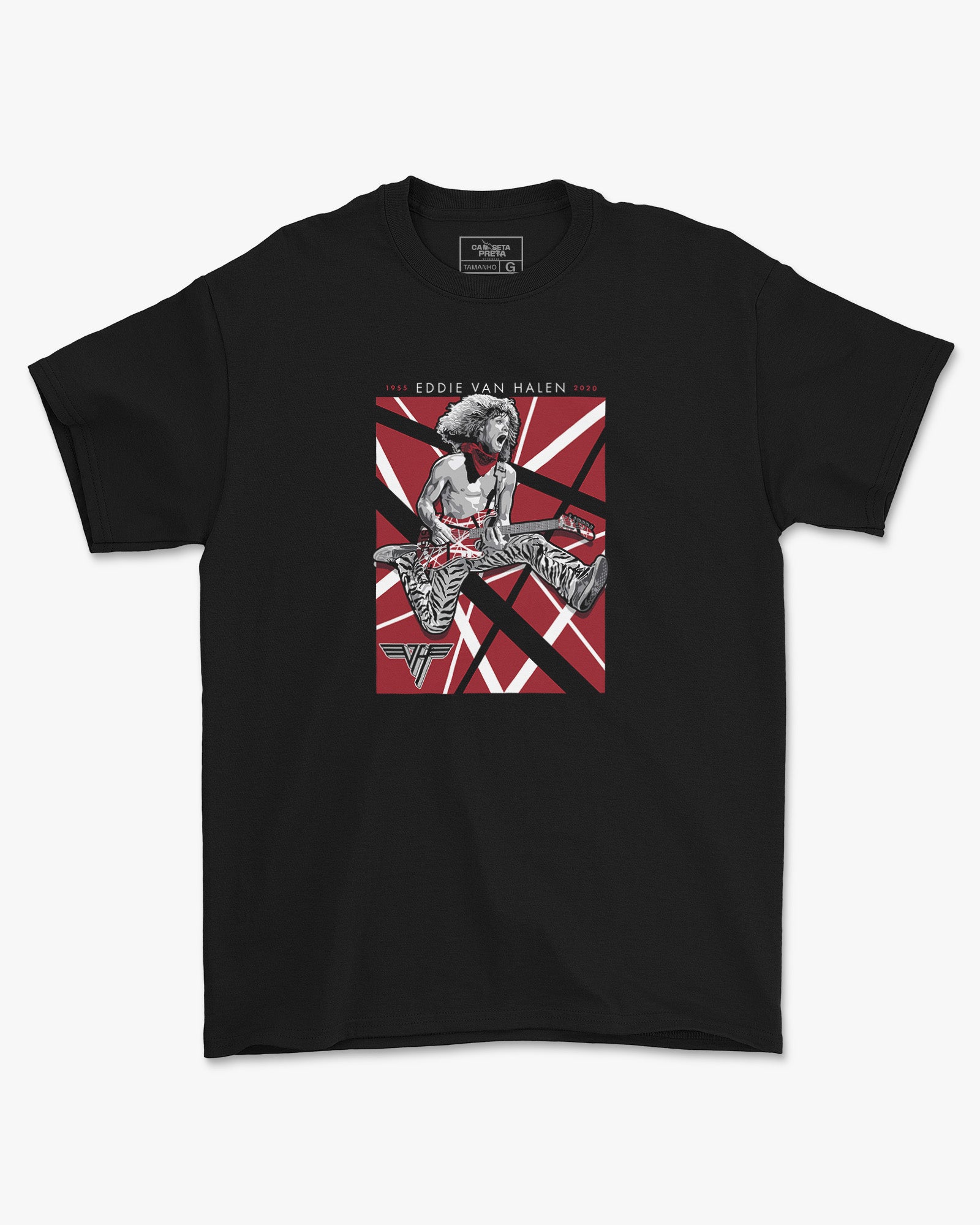 Camiseta Preta Eddie Van Halen Grafismo Clássico
