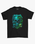 Camiseta Preta Metallica Skull Blue Green