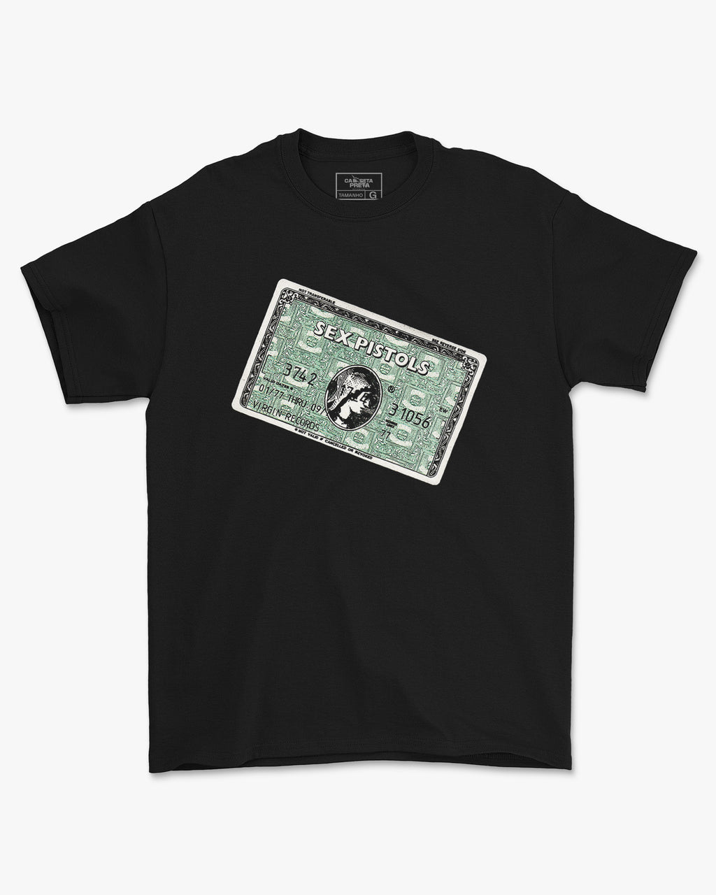 Camiseta Preta Sex Pistols Credit Card Punk Rock