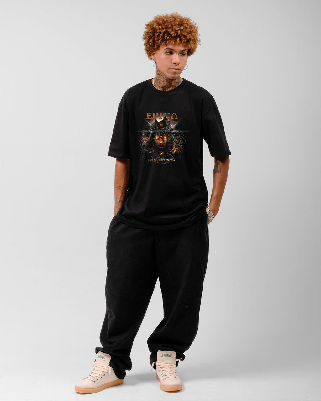 Camiseta Epica The Quantum Enigma B-Sides Preta Estampada