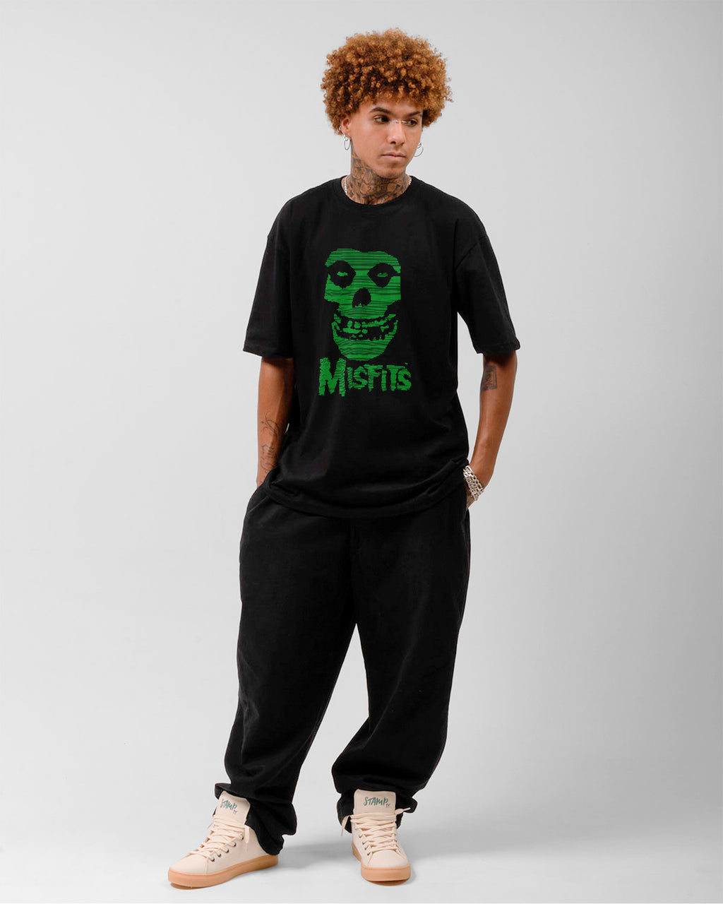 Camiseta Rock Misfits Caveira Verde