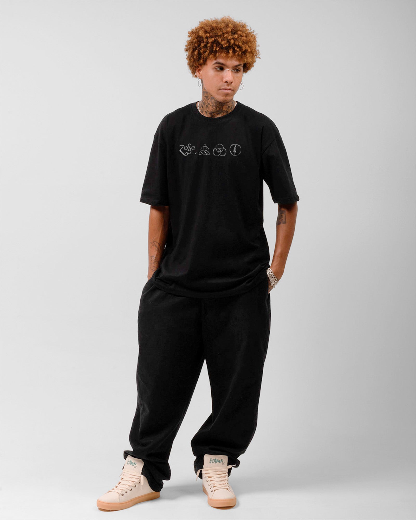 Camiseta Led Zeppelin Quatro Símbolos Branca