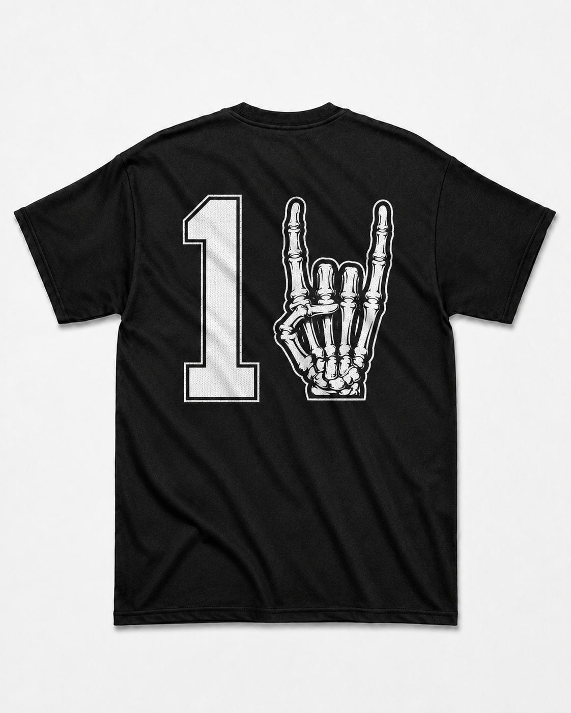 Camiseta Preta Camisa 10 da Seleção Brasileira do Rock Mão Esqueleto