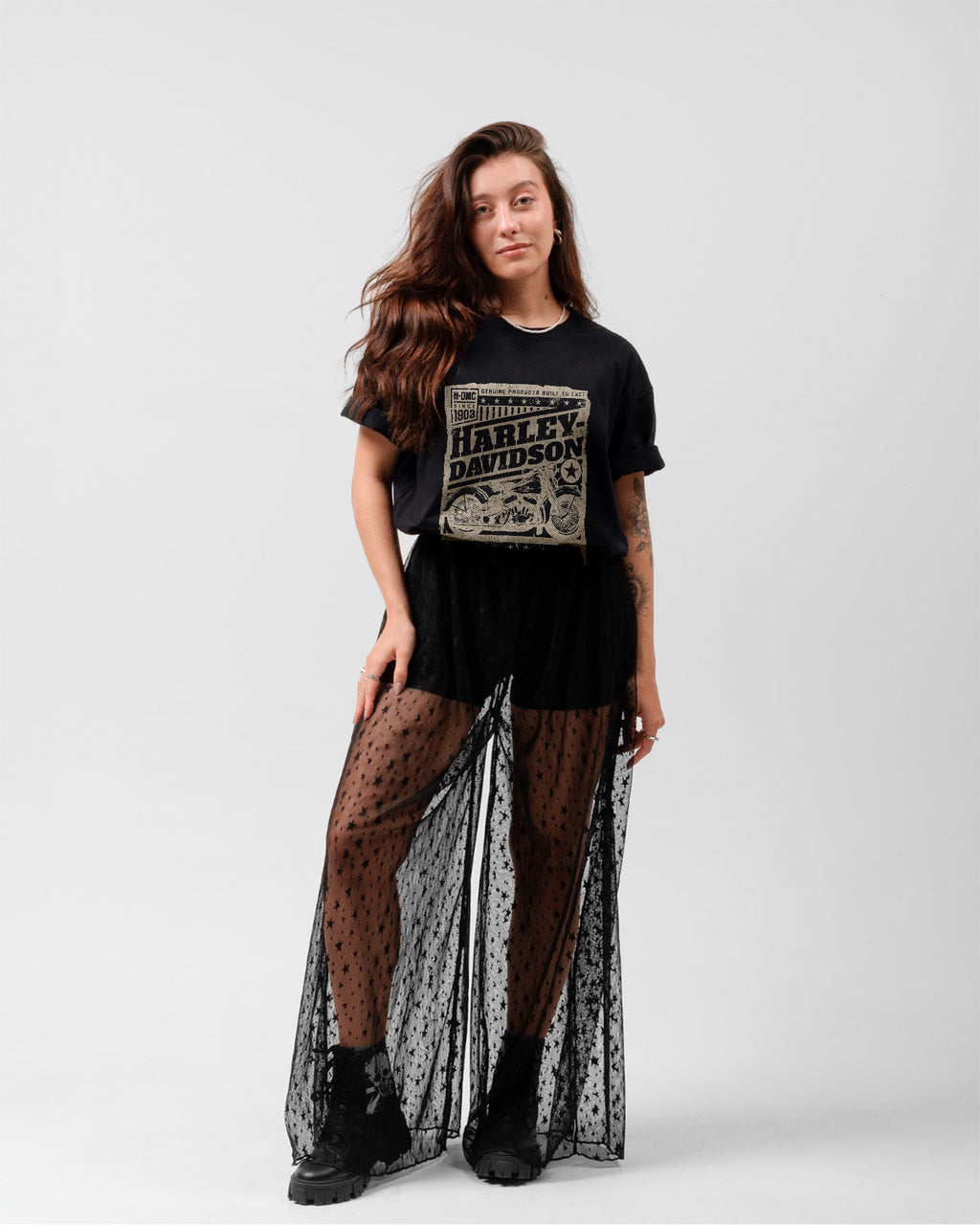 Camiseta Preta Moto Banner Motorcycles Estilo Biker