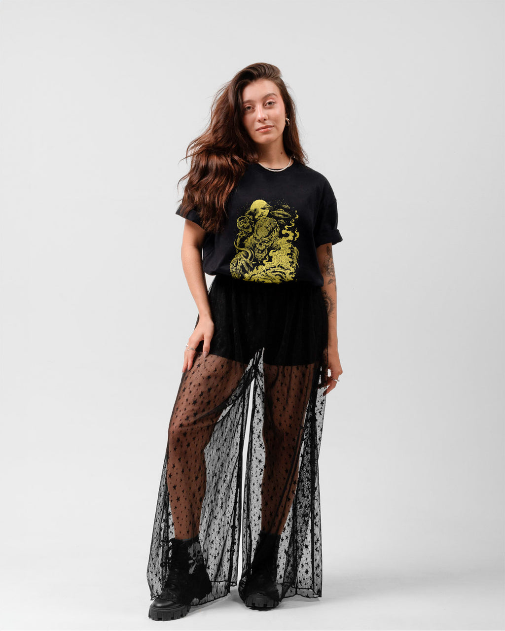 Camiseta Rock Skull Ovni Estampa