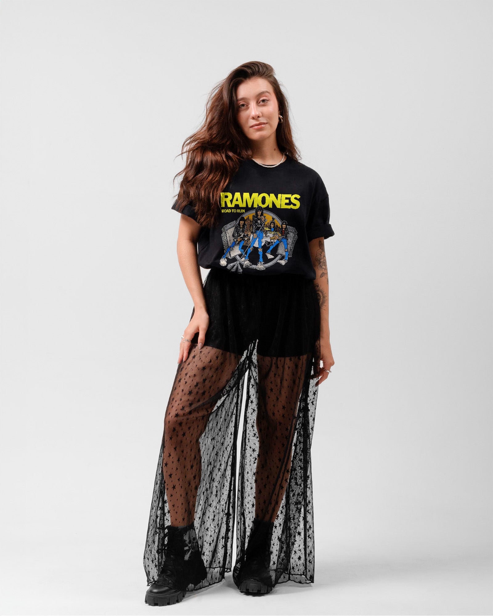 Camiseta Ramones Road to Ruin Integrantes Preta Estampada