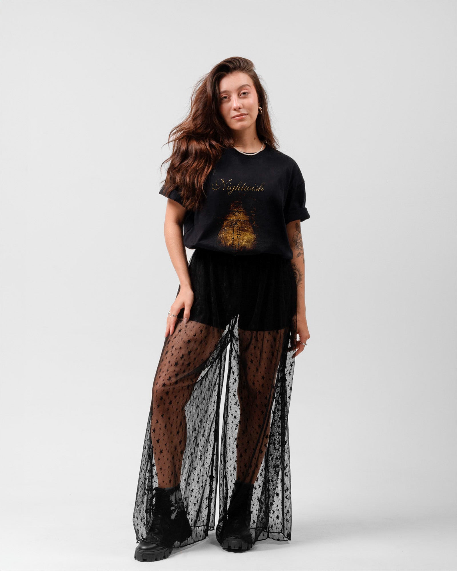 Camiseta Nightwish Human Nature Símbolos Preta Estampada