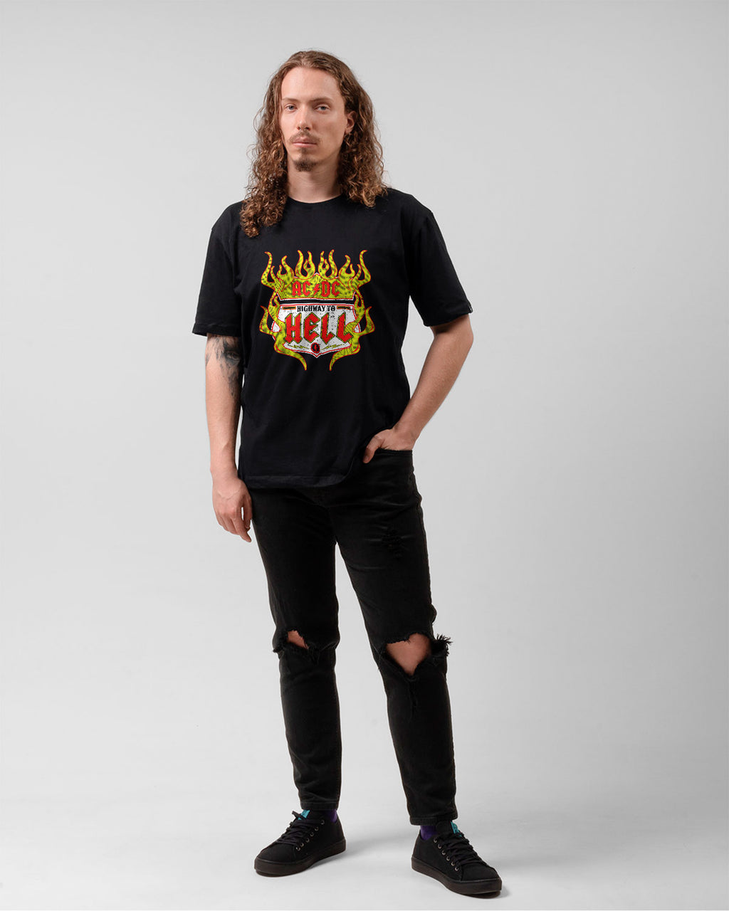 Camiseta Preta AC/DC To Hell Stamp