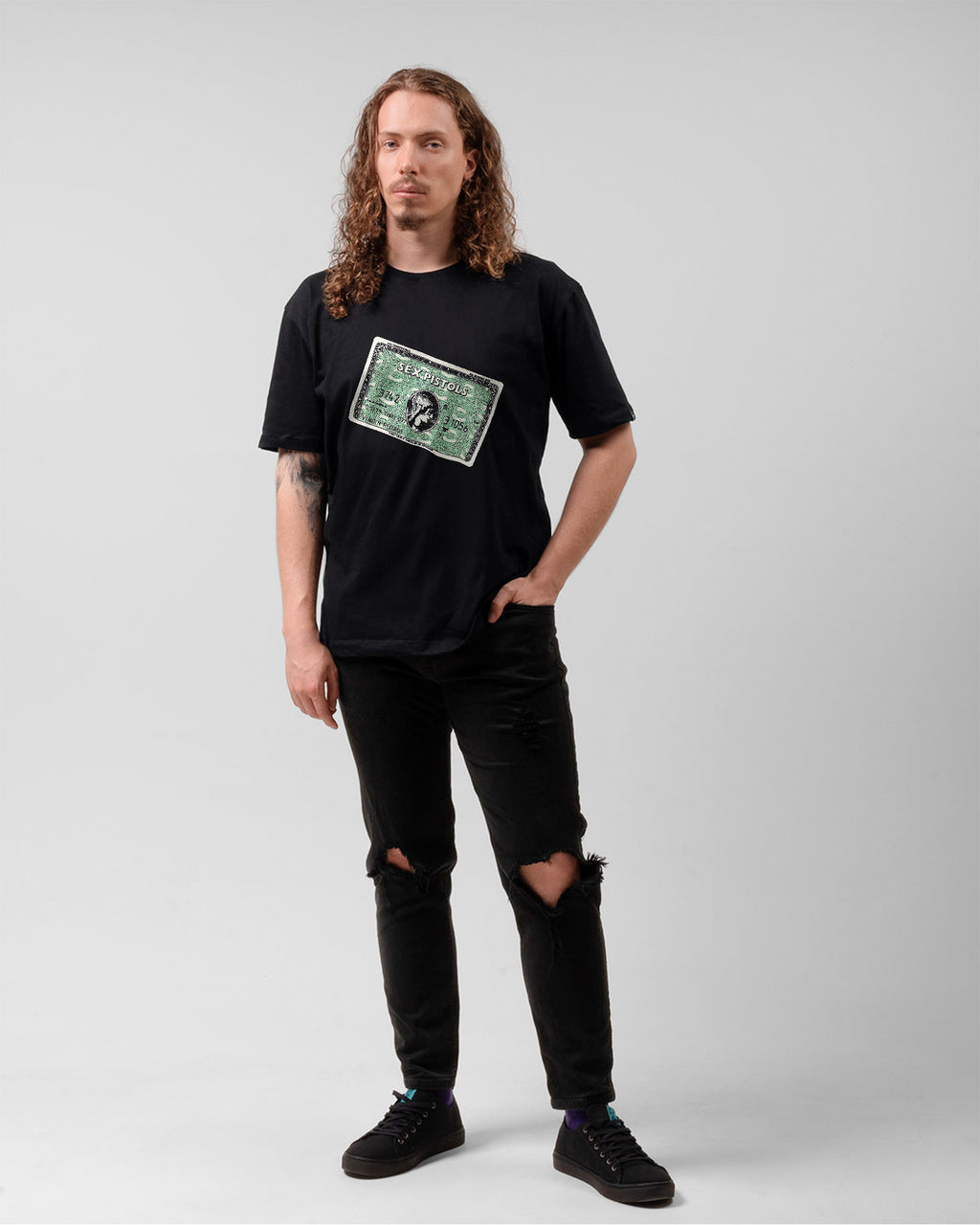 Camiseta Preta Sex Pistols Credit Card Punk Rock