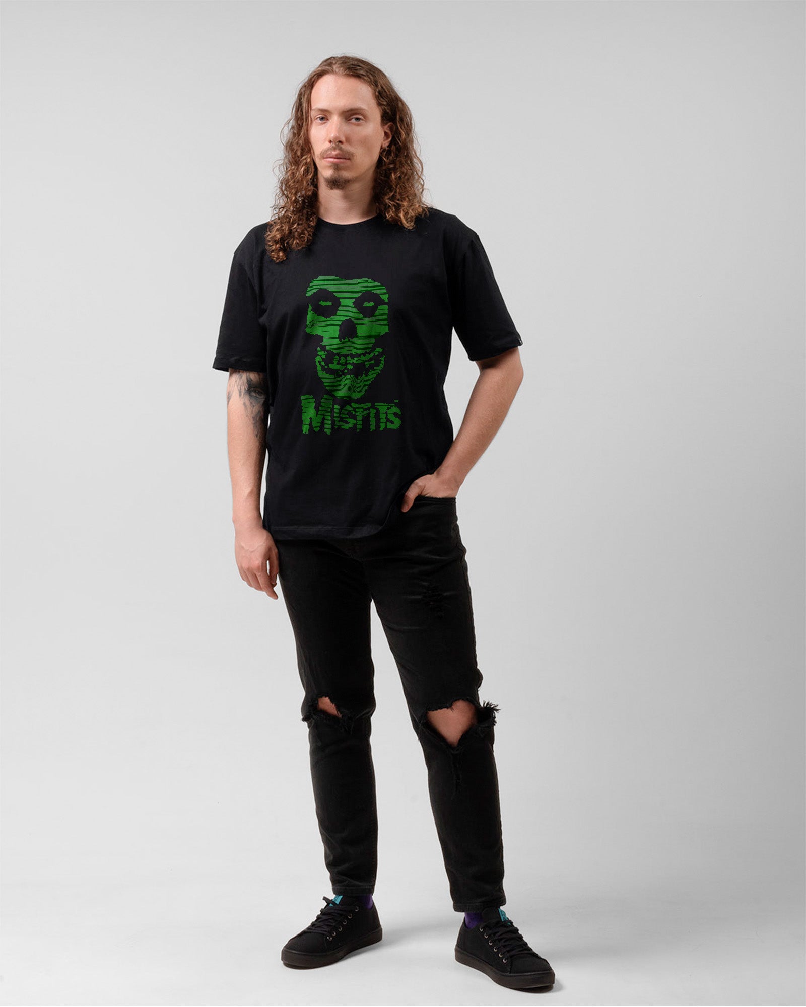 Camiseta Rock Misfits Caveira Verde