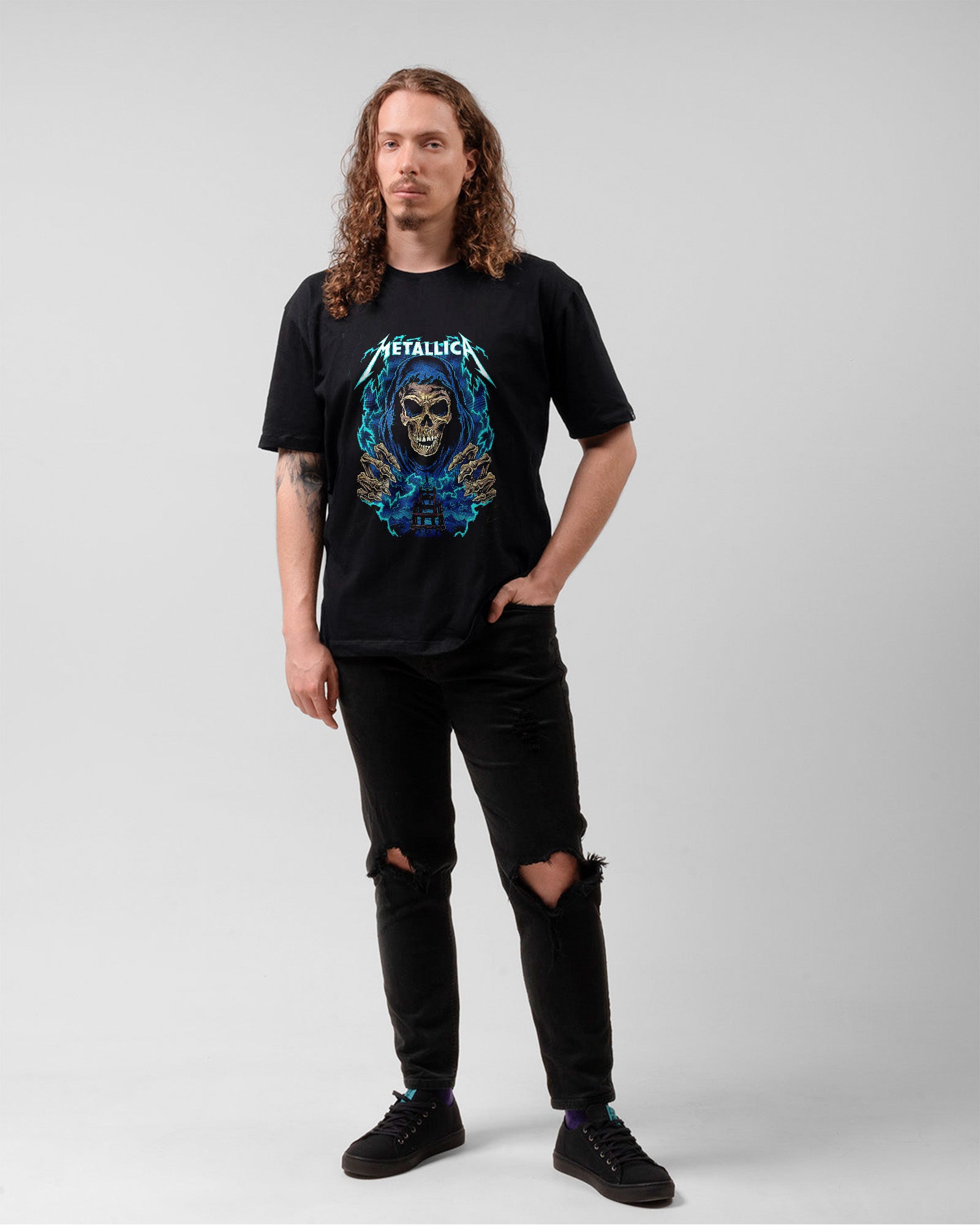 Camiseta Metallica Over Skull Heavy Metal
